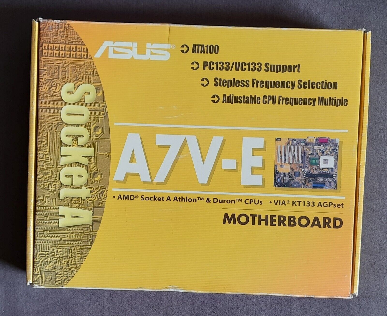 ASUS A7V-E Socket A AGP Motherboard (Retro, Original Box)