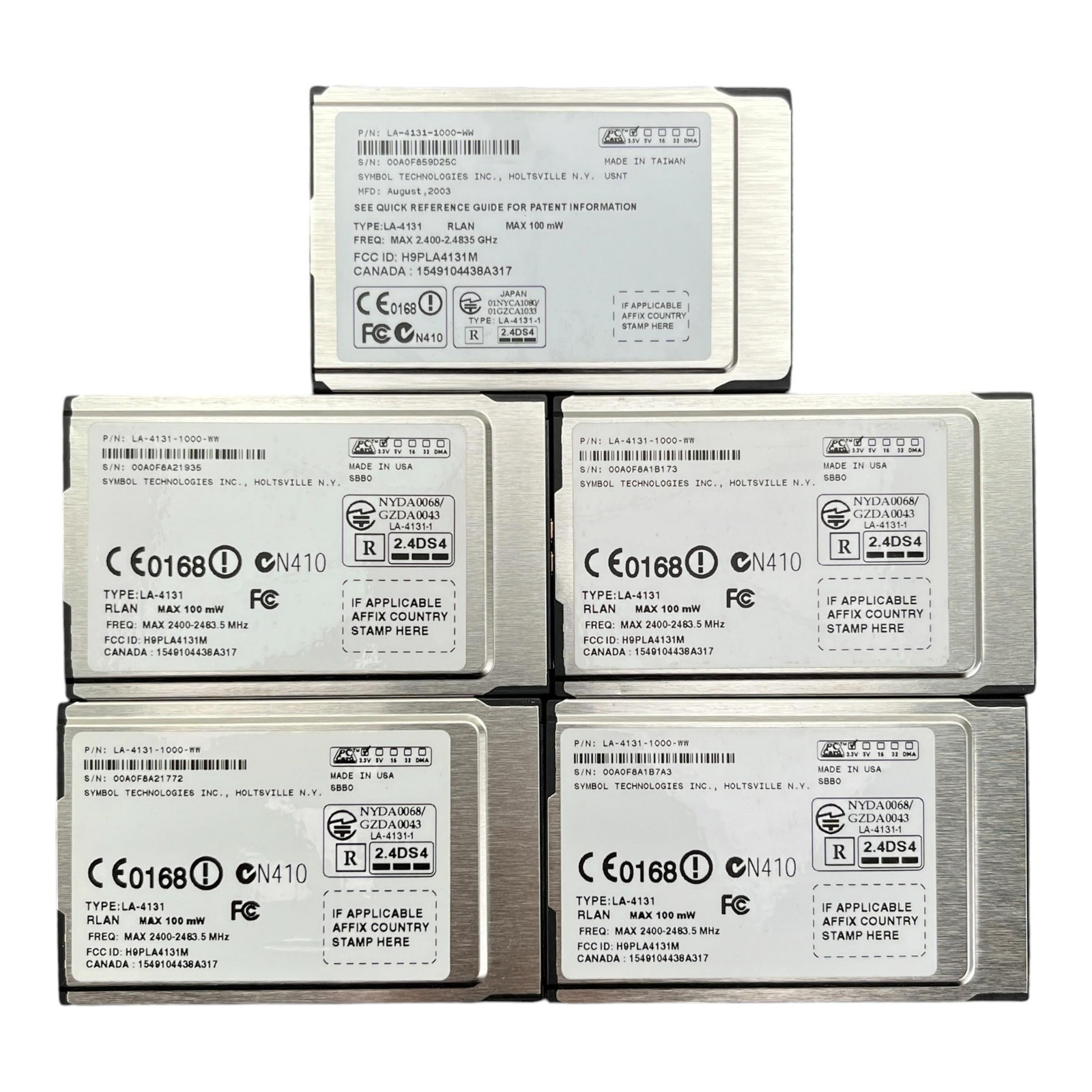 Symbol Technologies LA-4131-1000-WW Wireless RLAN 2.4GHz 100mW Module Lot Of 5