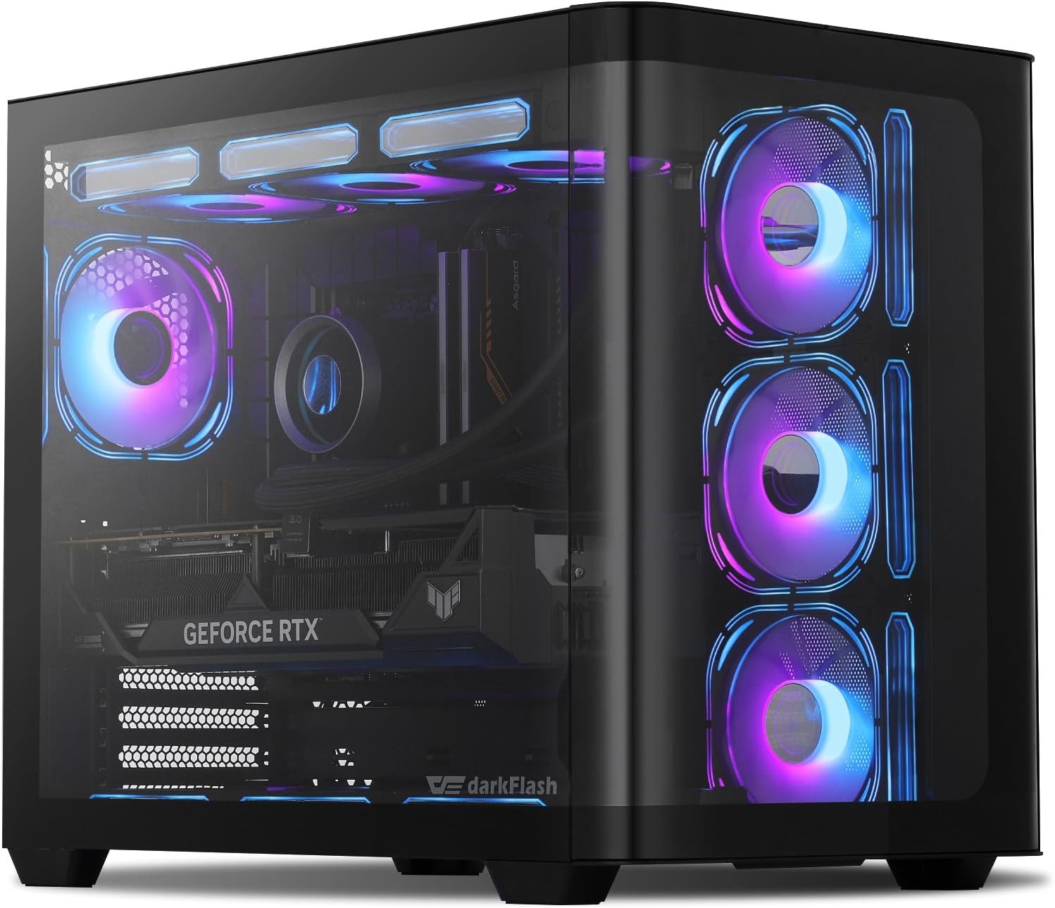 darkFlash ATX Mid-Tower Gaming PC Case, Back Plug-in BTF Motherboard, Black 