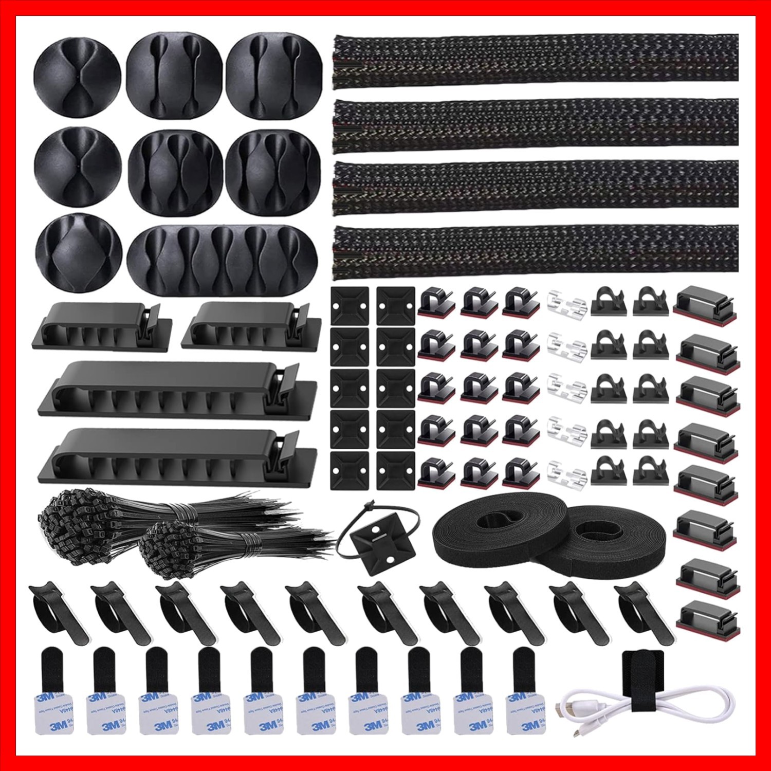 311Pcs Cable Management Organizer Kit 4 Cable Sleeve Split