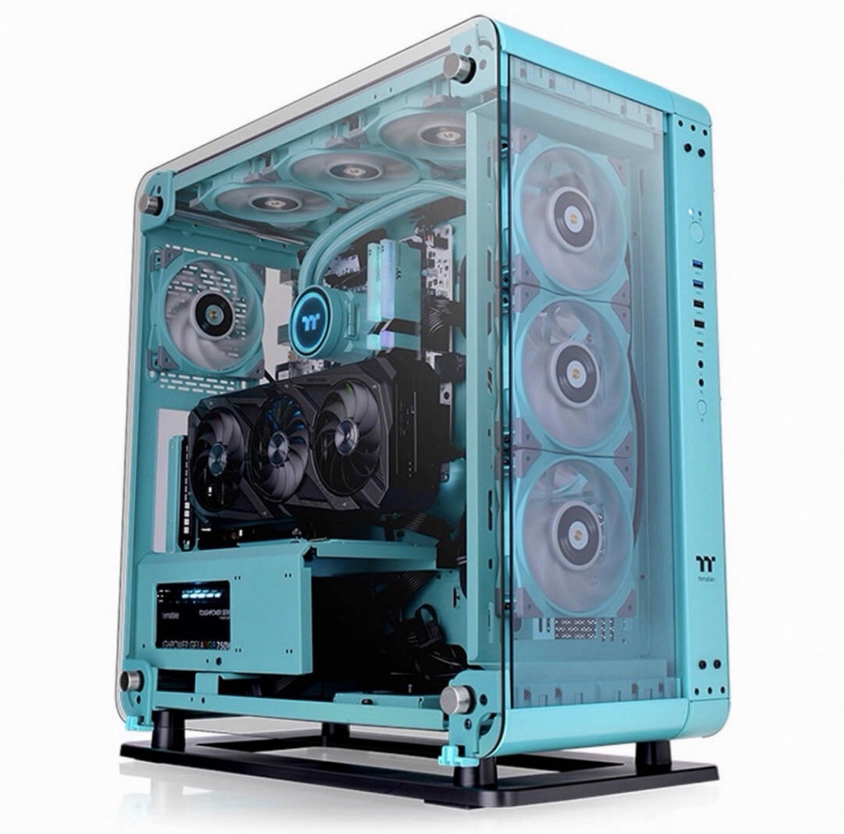 Open Frame Thermaltake core P6 Tempered Glass Turquoise Mid Tower Computer Case
