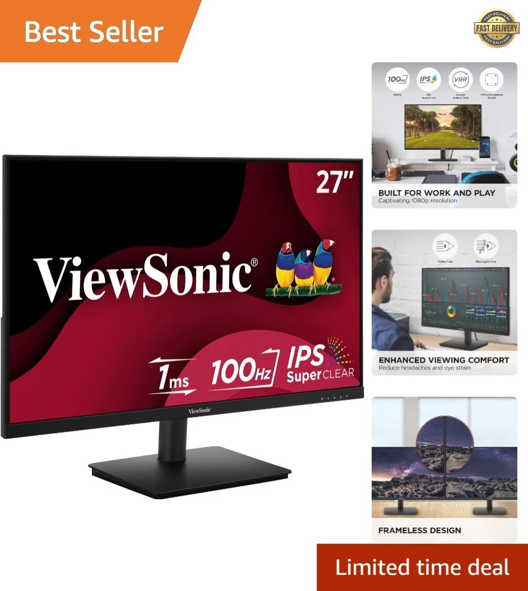 Ultra-Clear 27" 100Hz FPS Monitor with Anti-Glare and Blue Light Technology