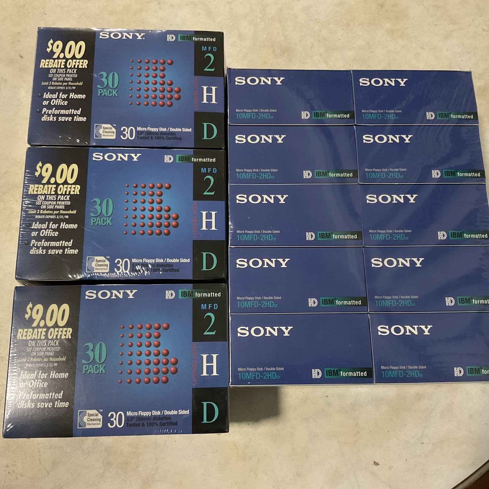 Sony 100MFD-2HD 1.44MB Double Sided Micro Floppy Disks 190 NEW