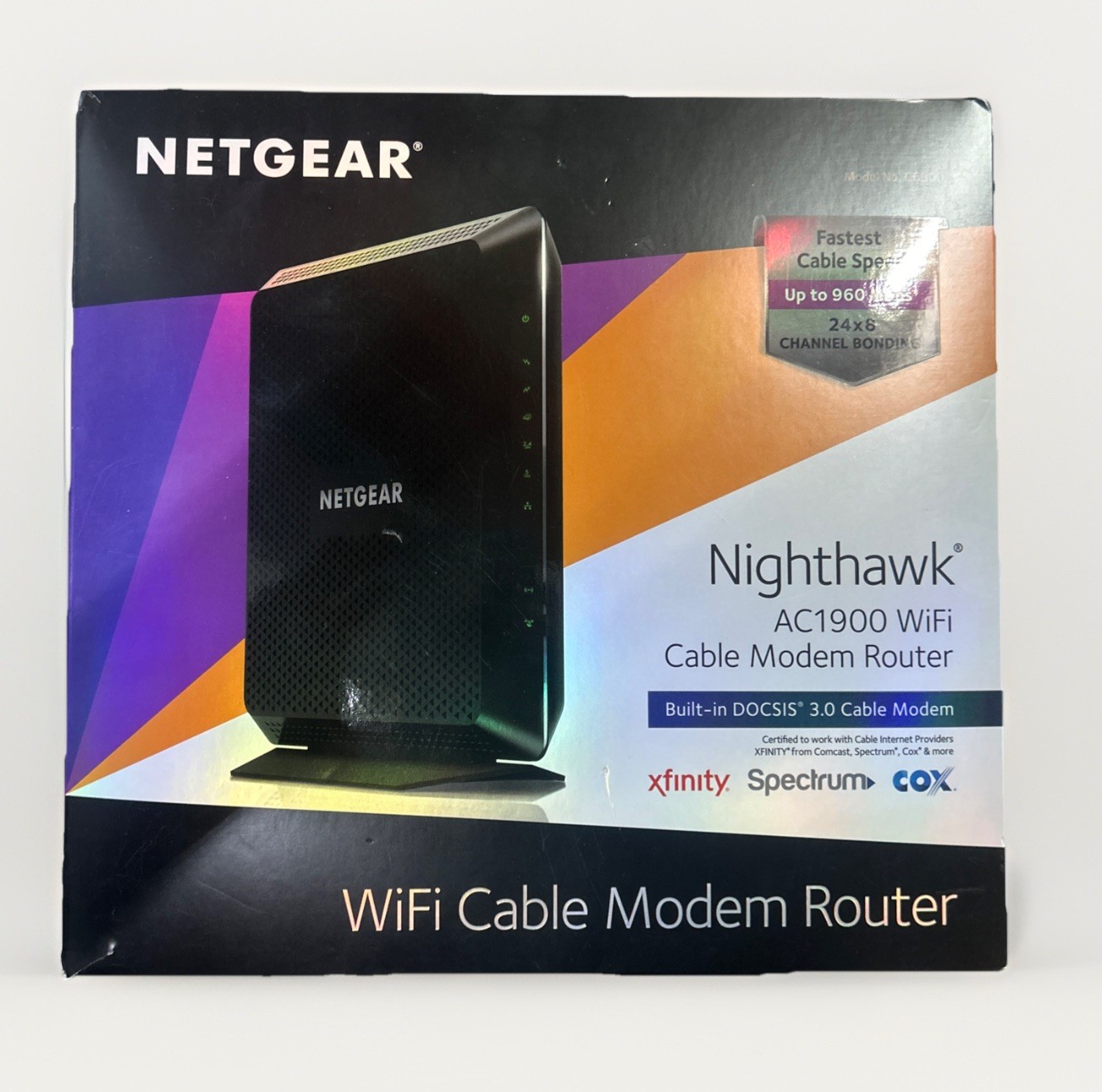 NETGEAR Nighthawk Dual Band AC1900 Cable Modem Router - Black (C6900-100NAS)