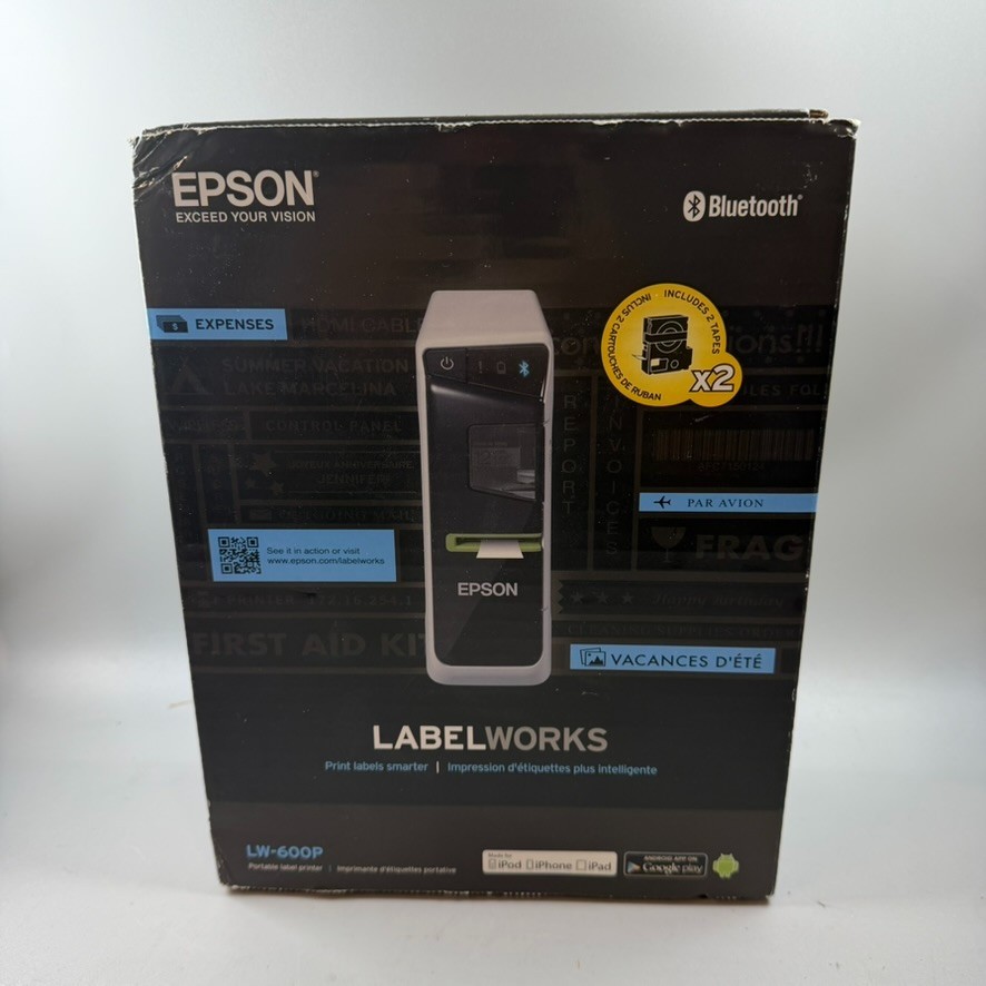 Epson Labelworks LW-600P Portable Bluetooth Label Printer Complete In Box NEW