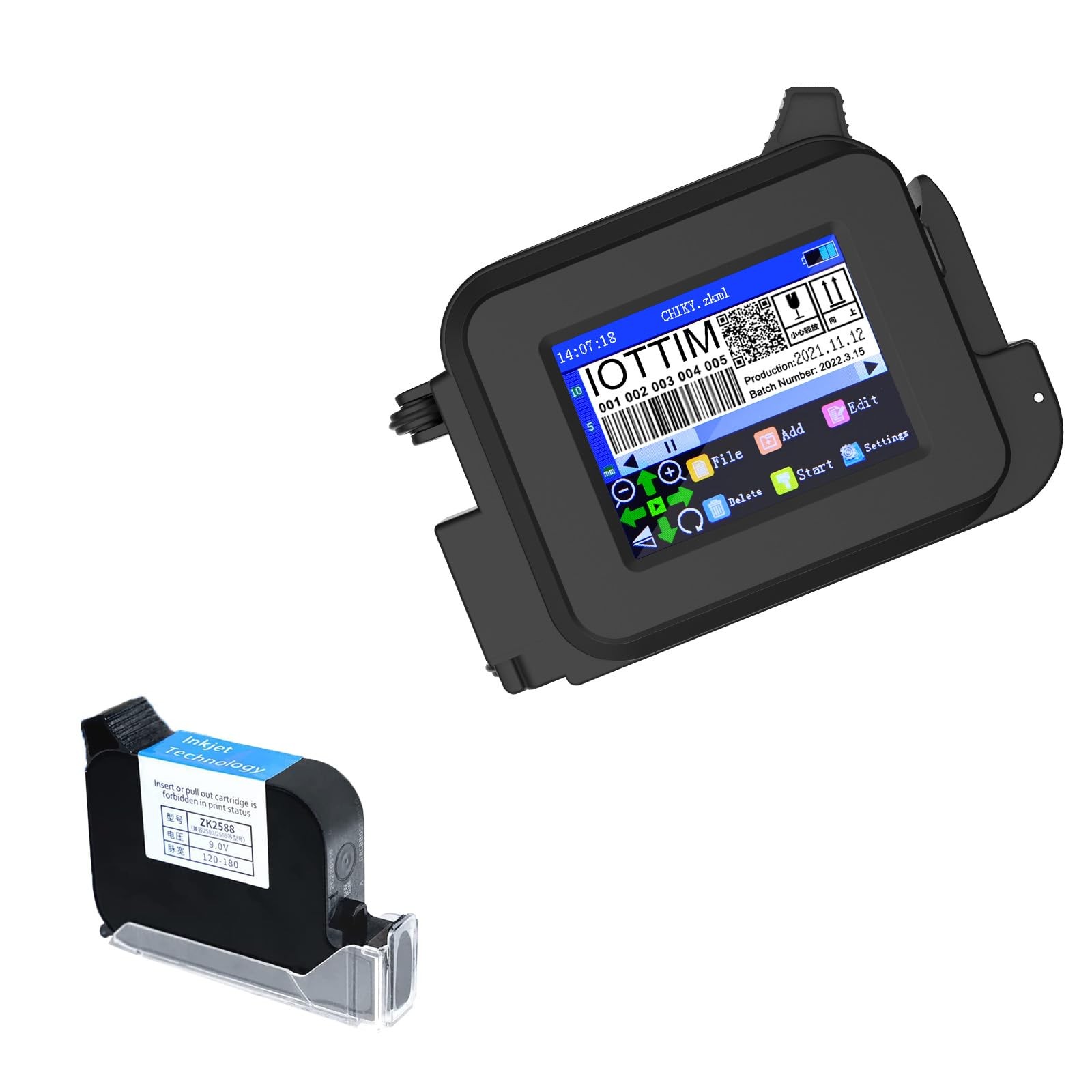 iottim Mini Inkjet Printer 600DPI Fast Dry Ink Touchscreen Coding