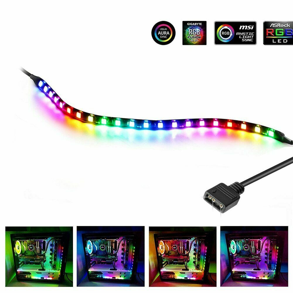 ARGB Addressable RGB LED Strip Light 3Pin Header PC WS2812B Rainbow Digital lot