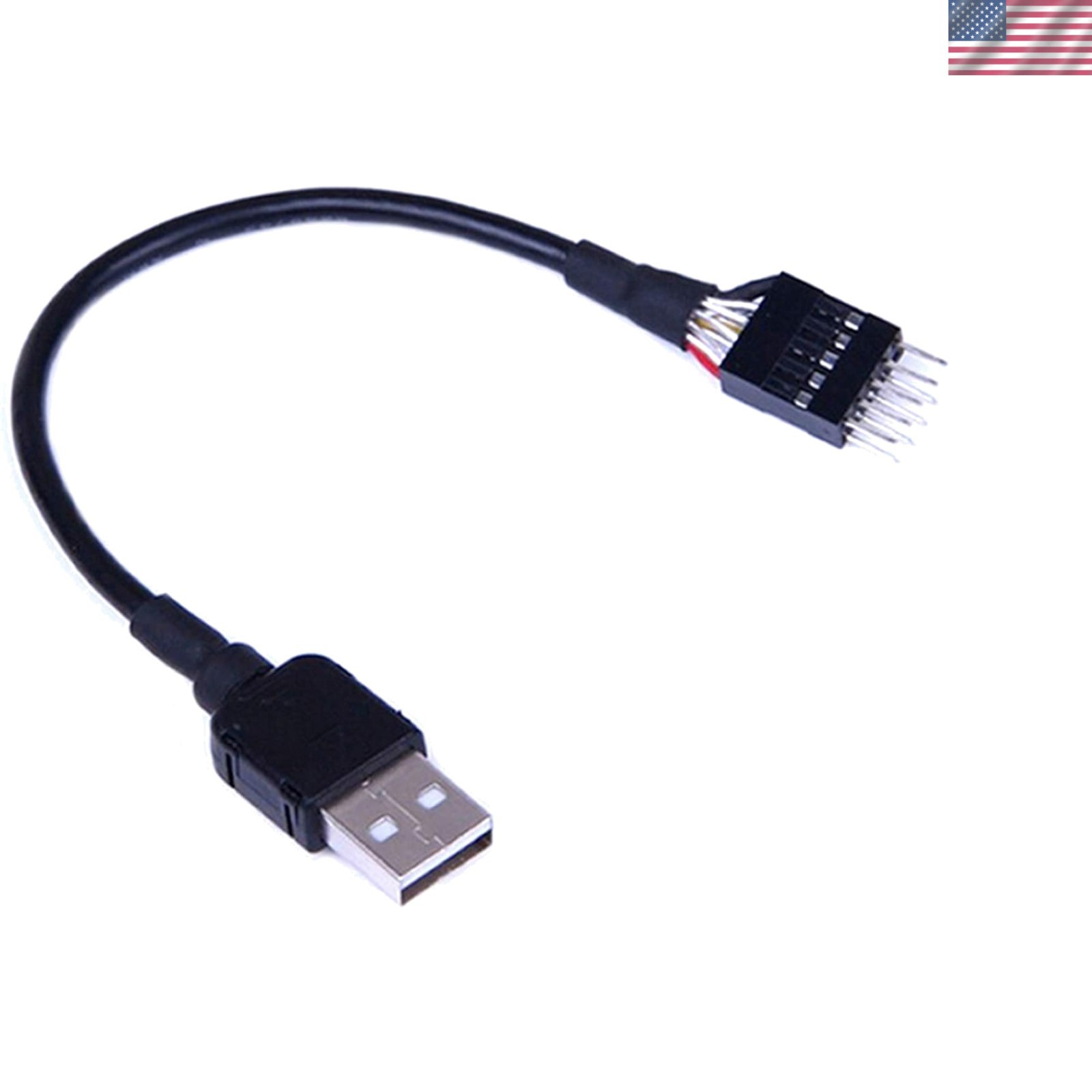 7.8 Inch Matte Black USB Header to USB 2.0 Type A Male Cable - Perfect for PCs