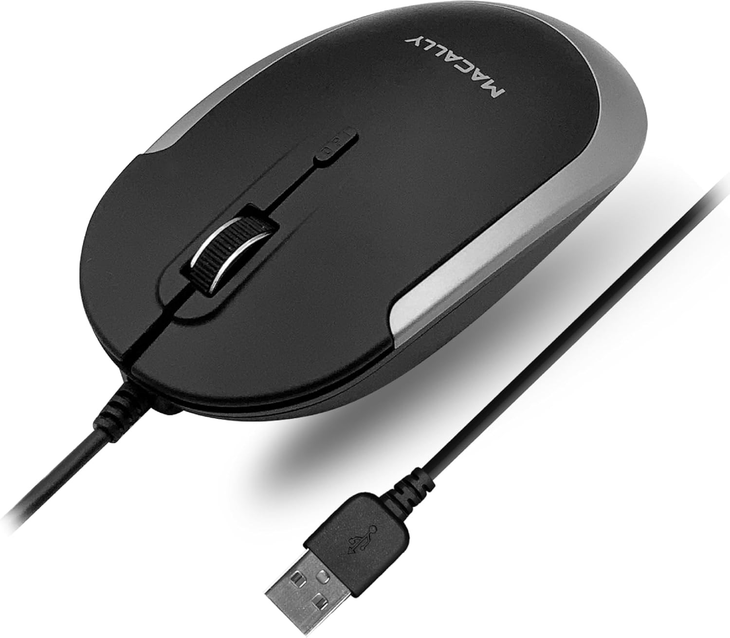 Macally Silent Wired Mouse - Slim & Compact USB Mouse for Apple Mac or Windows P