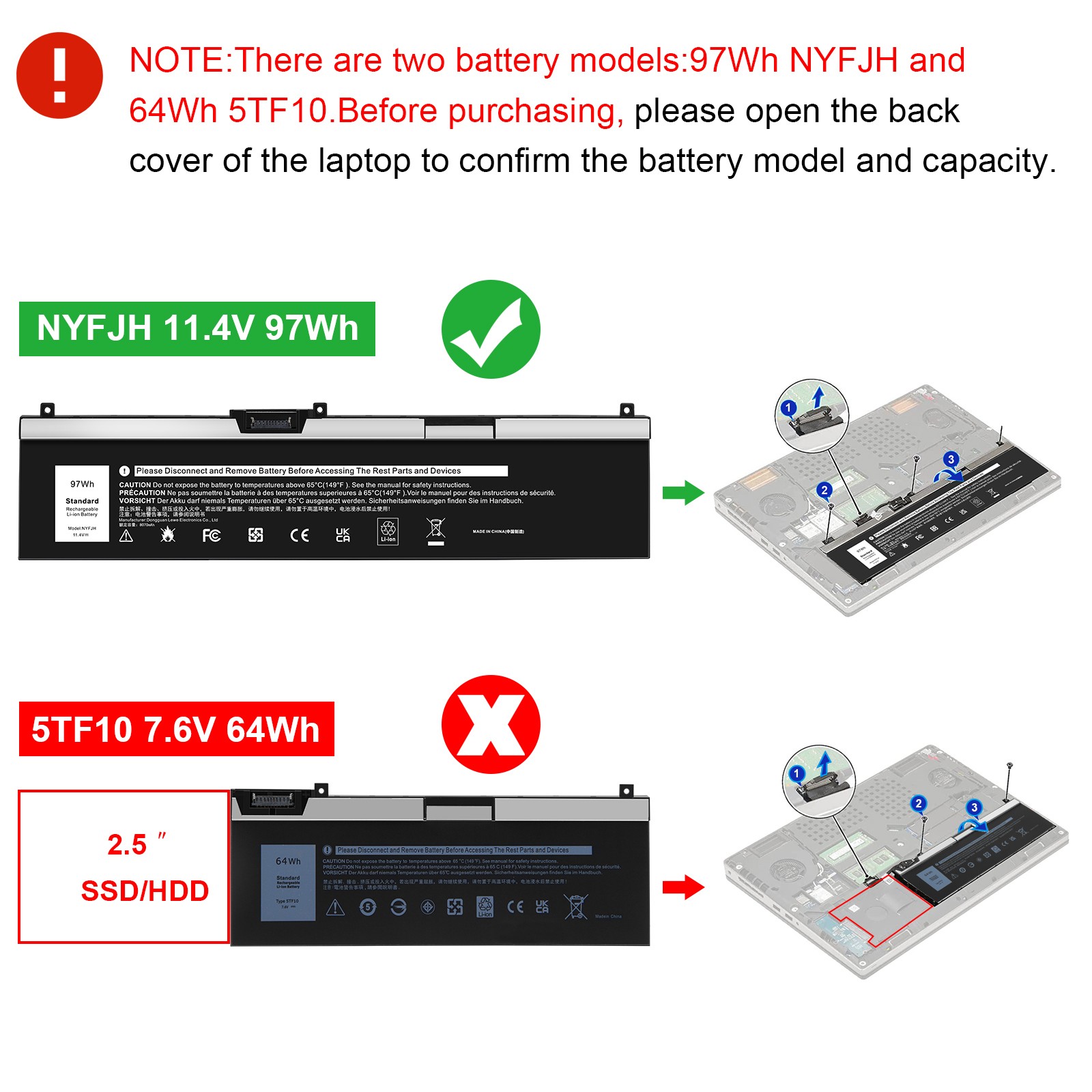 LOT NYFJH 0WNRC GW0K9 Battery For Dell Precision 7530 P74F 7540 7730 P73E 7740