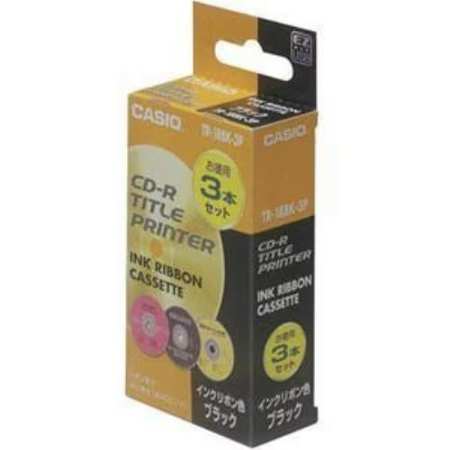 Casio TR-18BK-3P Ink Ribbon Disc Title Printer Pack of 3 Black Red Green Silver