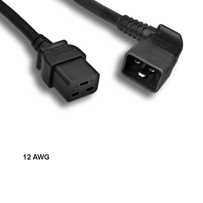 10PCS 3ft 12 AWG AC Power Cable Left Angled C20 to C19 20A/250V SJT PDU/UPS