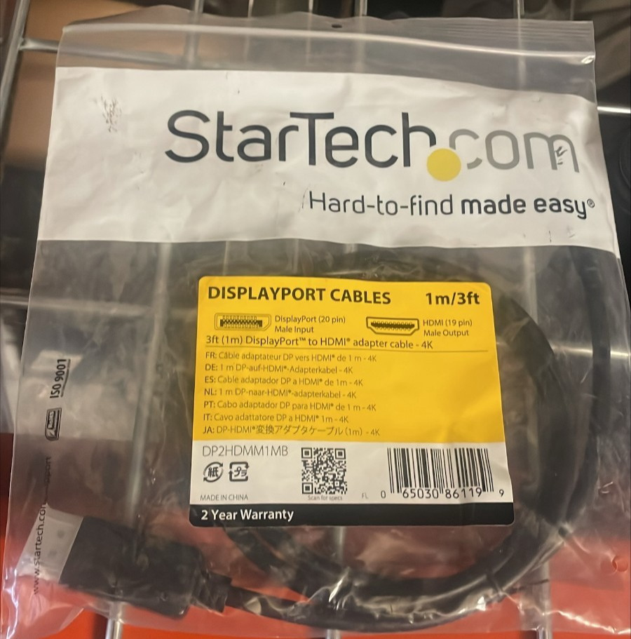 StarTech.com DisplayPort to HDMI Adapter Cable 3ft 1m Male to Male 4K Video