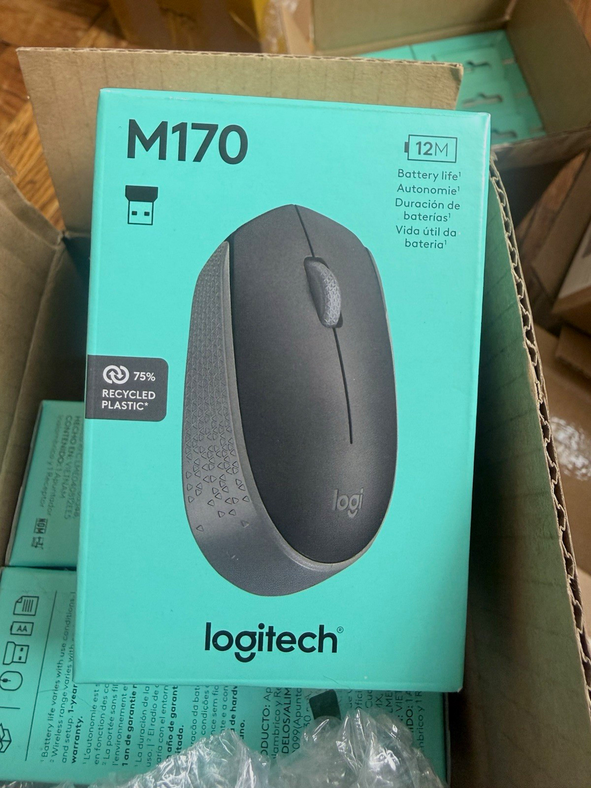 Logitech M170 Wireless Optical Mouse USB 1000 DPI 3-Button Scroll Black