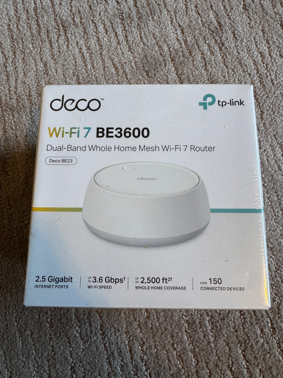 TP-Link Deco BE23 Dual-Band BE3600 Wi-Fi 7 Mesh Wi-Fi Router/System (1-Pack)