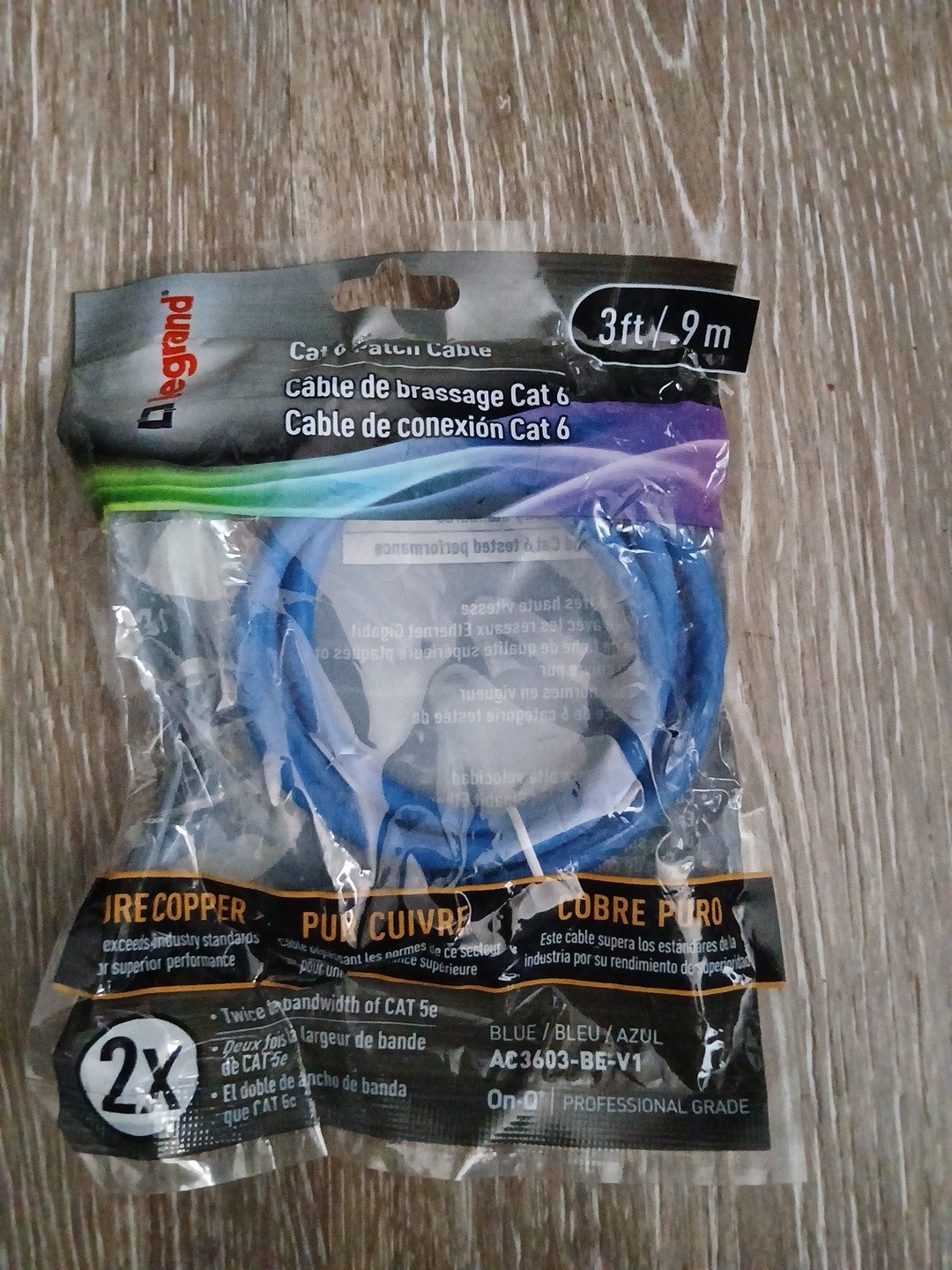 Legrand 3ft Blue Snagless RJ-45 to RJ-45 Ethernet Patch Cable CAT6