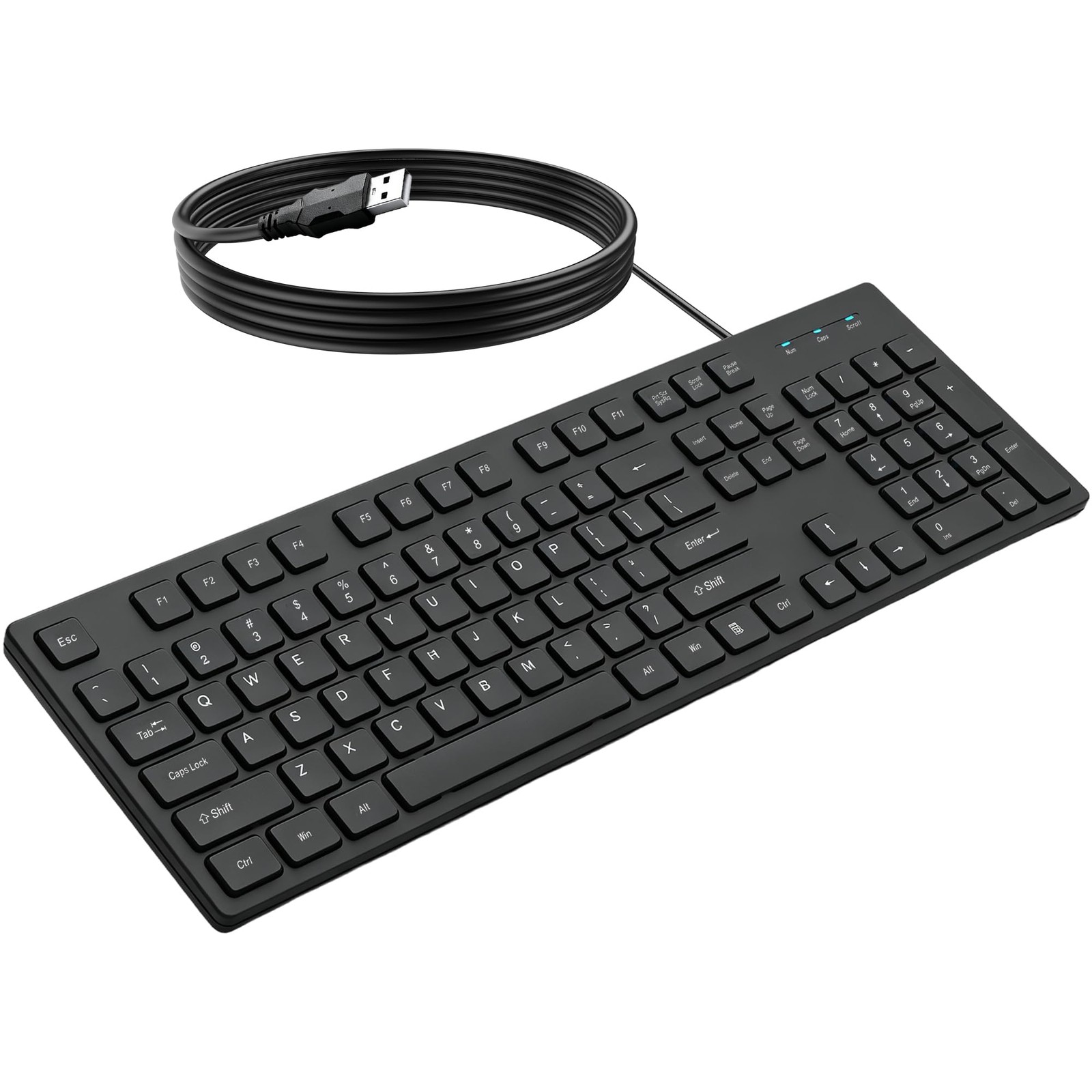 Sreiovy Ultra Slim Low Profile Wired Keyboard, USB 104-Key Design k2-1-black