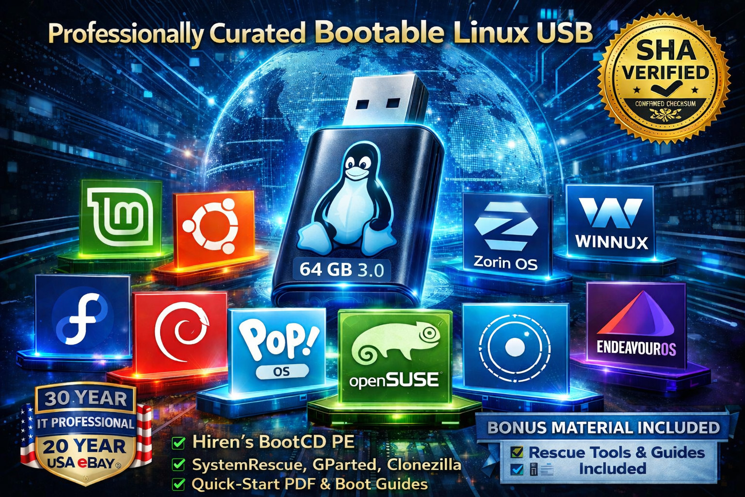 Linux Bootable USB Set | Beginner & Advanced Live Linux | Try Linux No Install