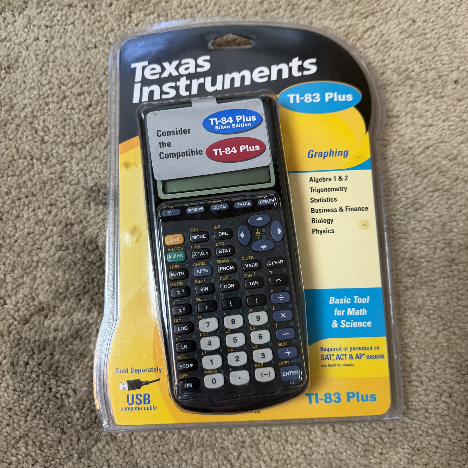 Texas Instruments TI-83 Plus Graphing Calculator New Sealed w/ USB Cable READ
