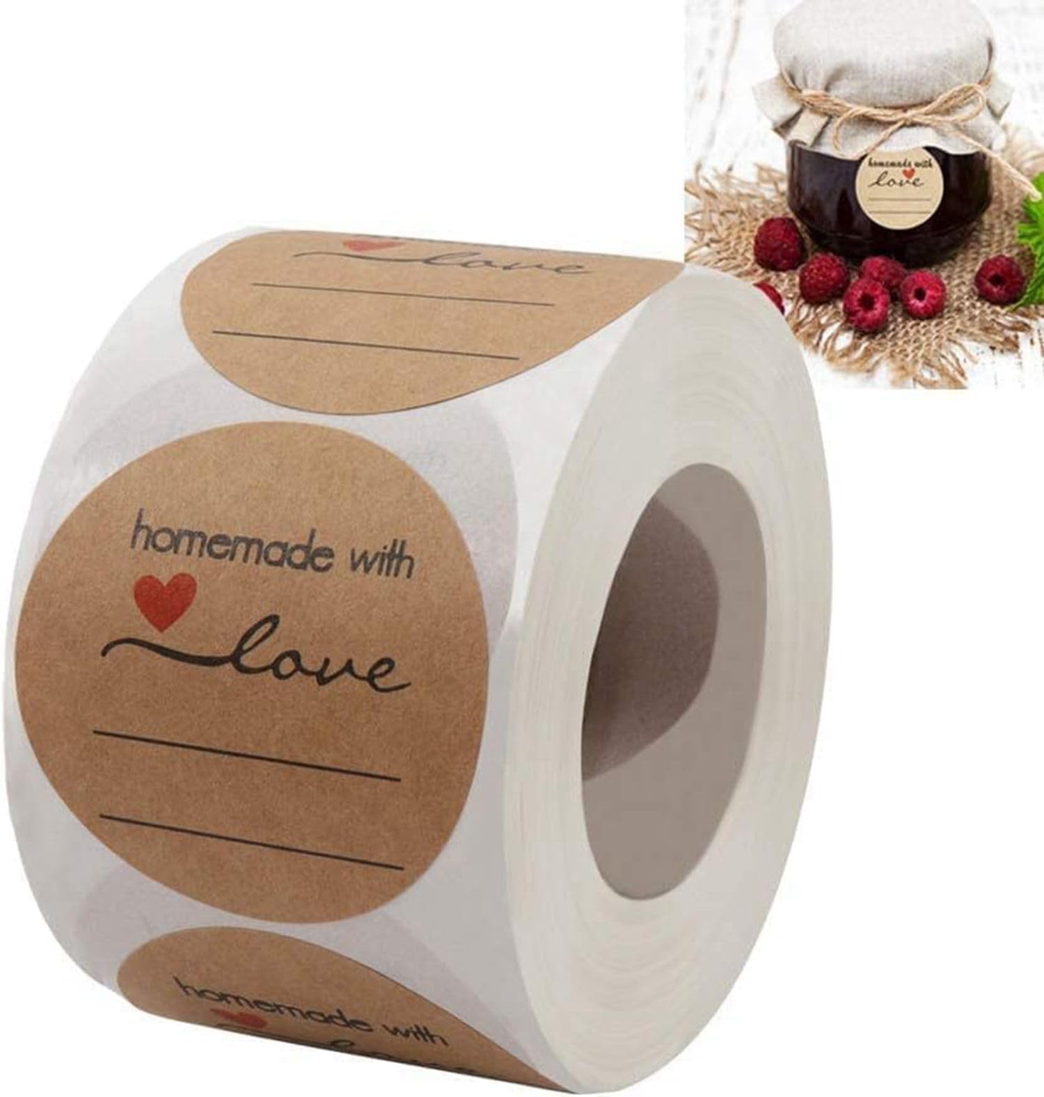 500 Kraft Jar Labels, 2 Inch Round Canning Labels for 2 Diameter, Brown