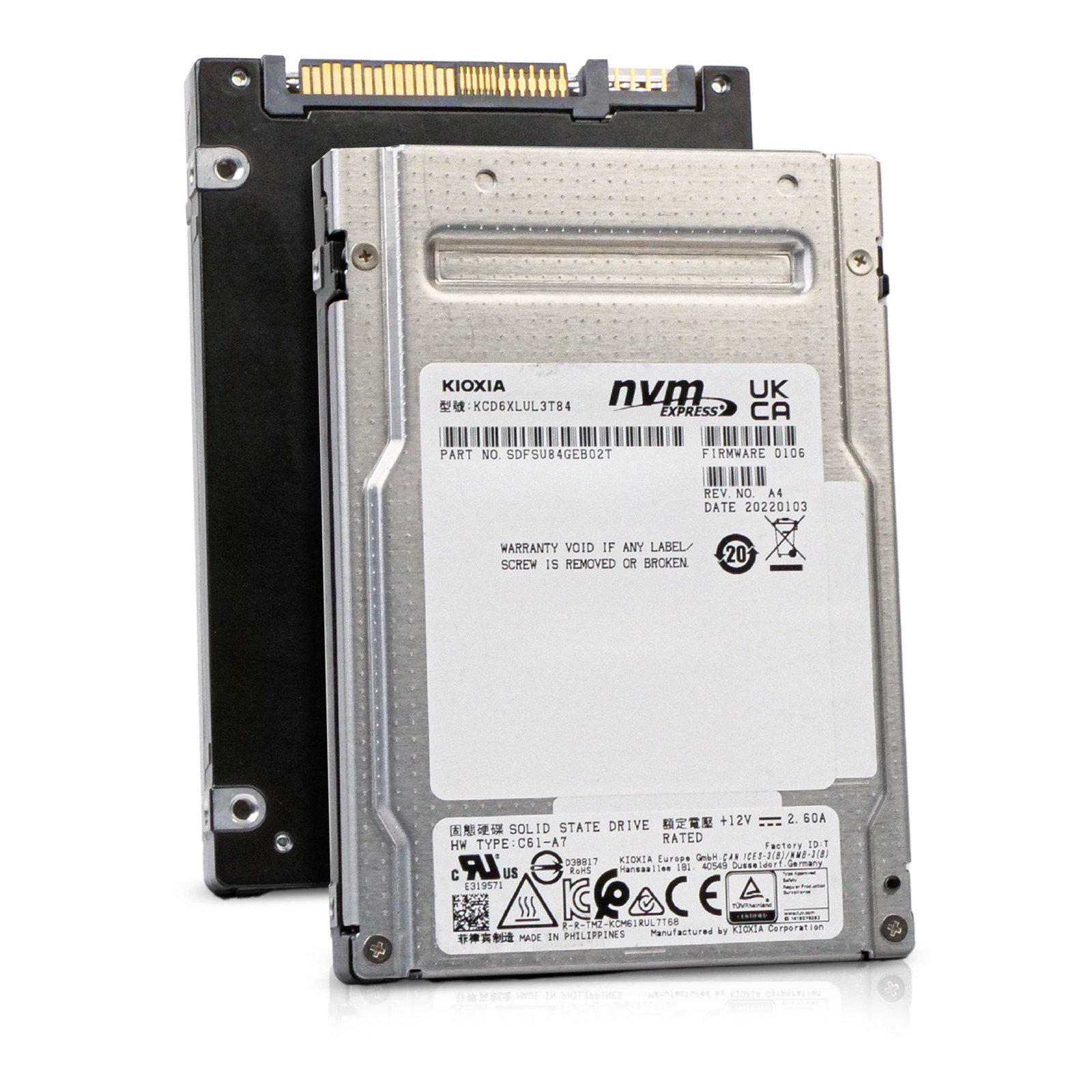Kioxia CD6-R 3.84TB KCD6XLUL3T84 PCIe Gen 4.0 x4 8GB/s U.2 NVMe 1 DWPD 2.5" SSD