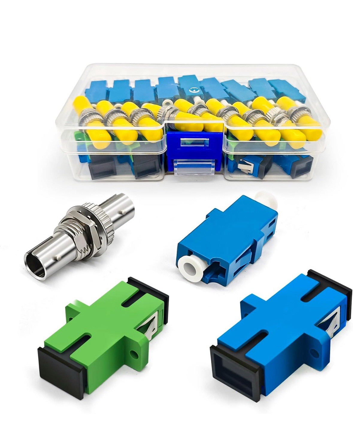 40-Piece Fiber Optic Coupler Kit LC/SC/APC/ST Fiber Optic Connector Adapter Kit