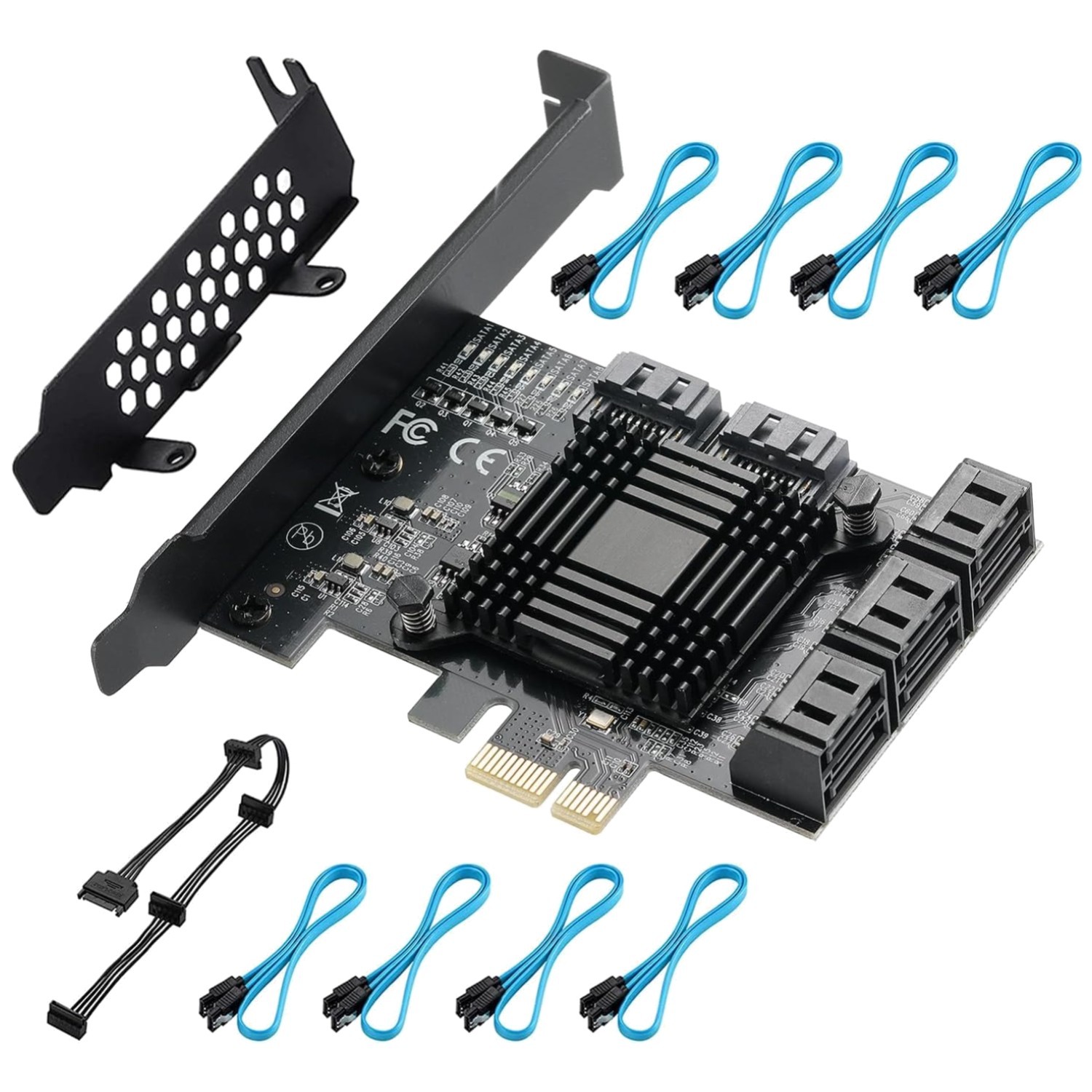 8 Port SATA Controller Card with Cables & Bracket