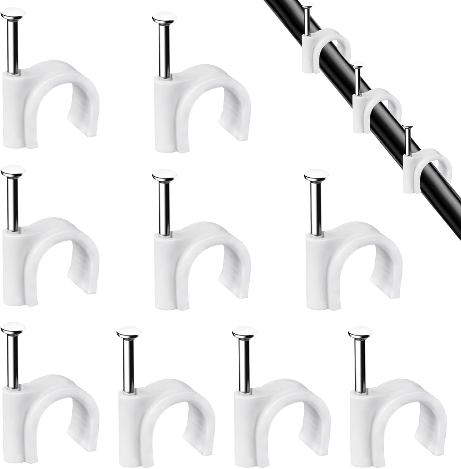 Cable Nails Clips, 100 Pcs, 7Mm, Wire Wall Clips, White