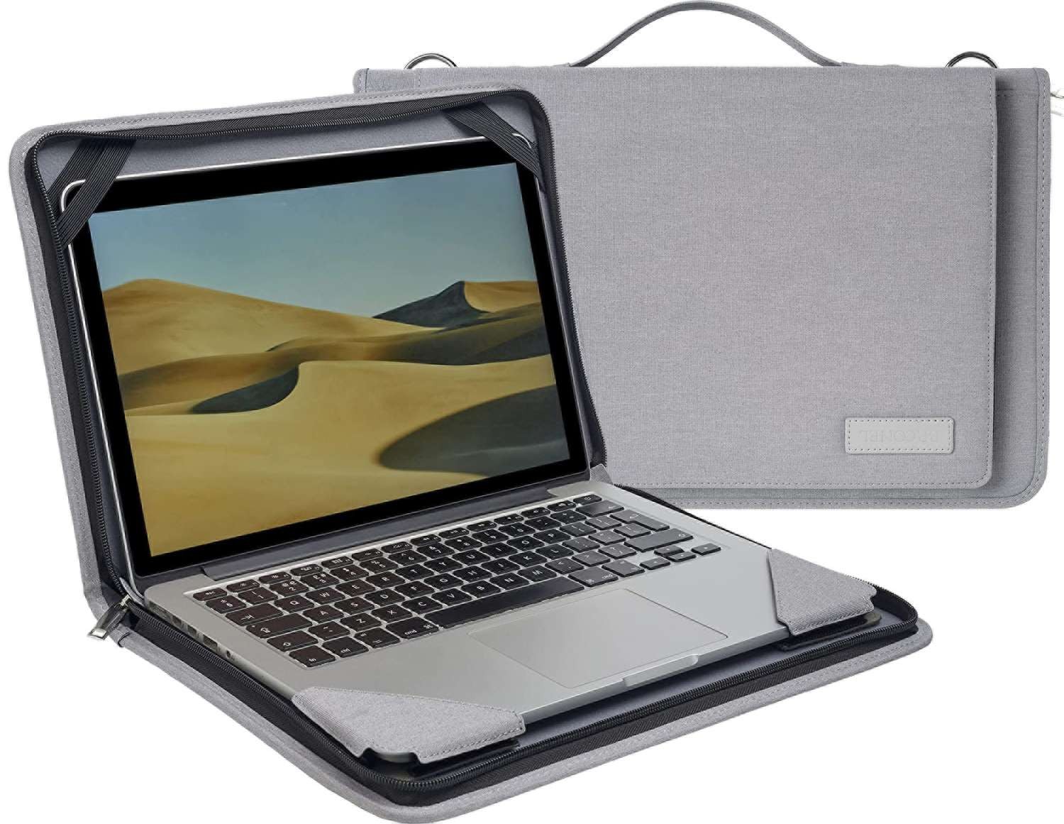 Broonel Grey Leather Laptop Messenger Case For Lenovo Chromebook 500e Gen 3 2-in