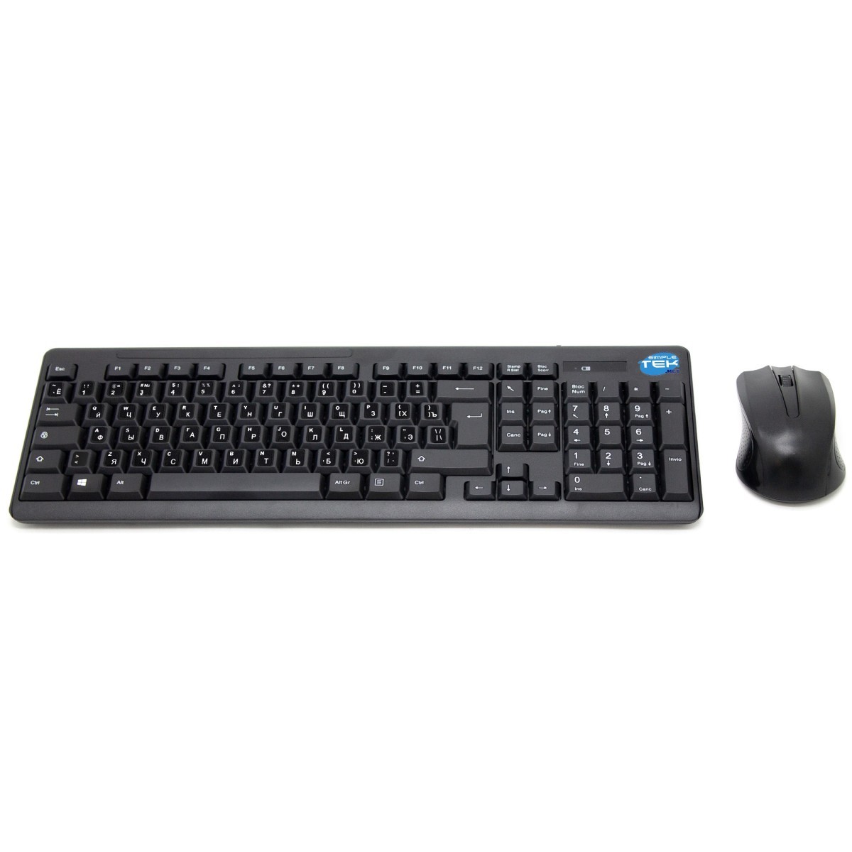 Wireless Mouse And Keyboard Kit With Russian Layout RU QWERTY Black