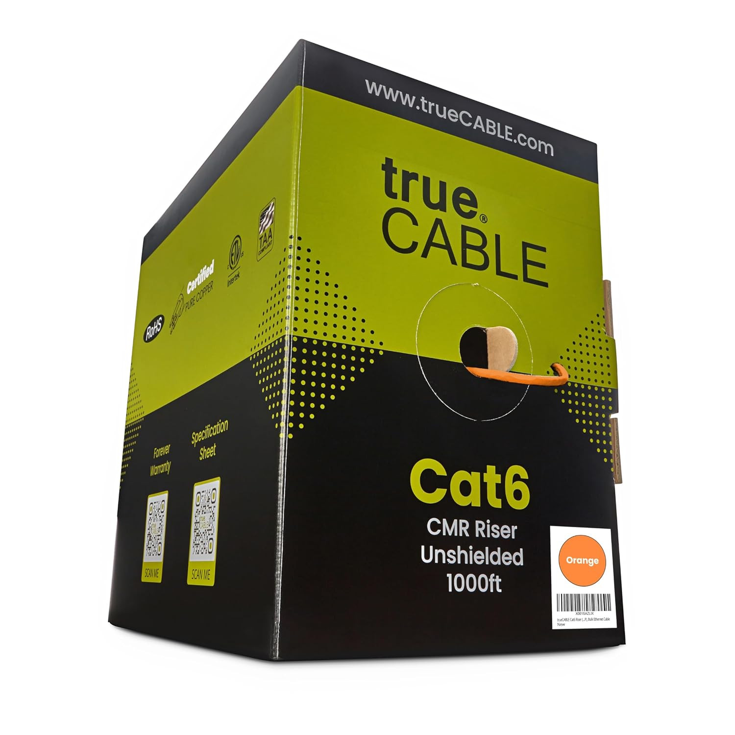Cat6 Riser (CMR), 1000Ft, Blue, 23AWG 4 Pair Solid Bare Copper, 550M