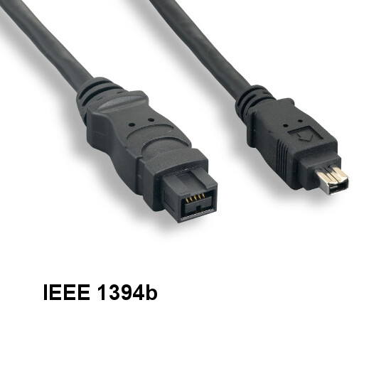Kentek 3ft IEEE-1394b 9Pin to IEEE-1394a 4Pin Cable Firewire 400Mbps iLINK DV PC