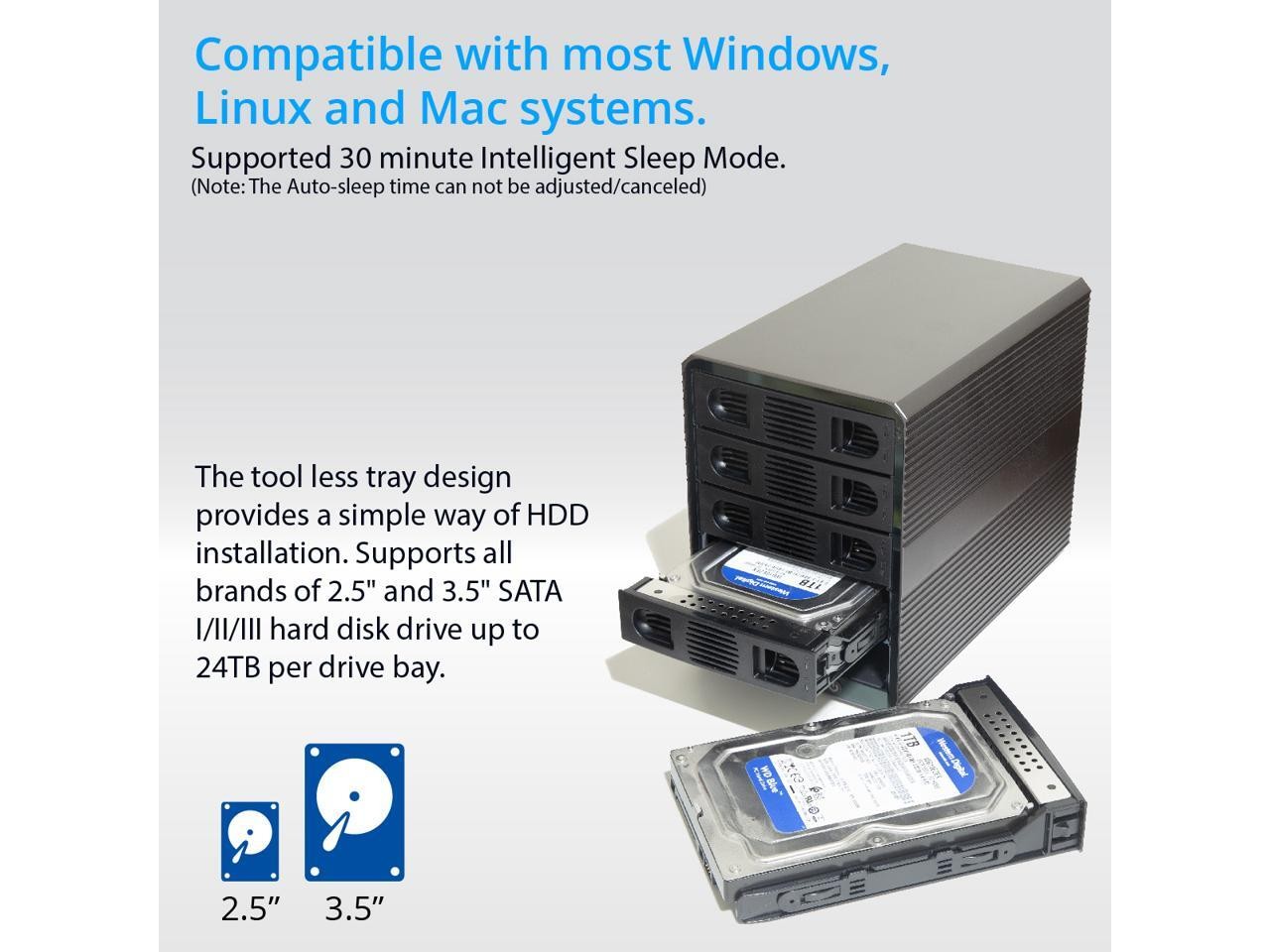 Bay USB 3.2 Type-C 10Gbps Daisy-Chain Hard Drive Enclosure DAS, Support 120TB 5