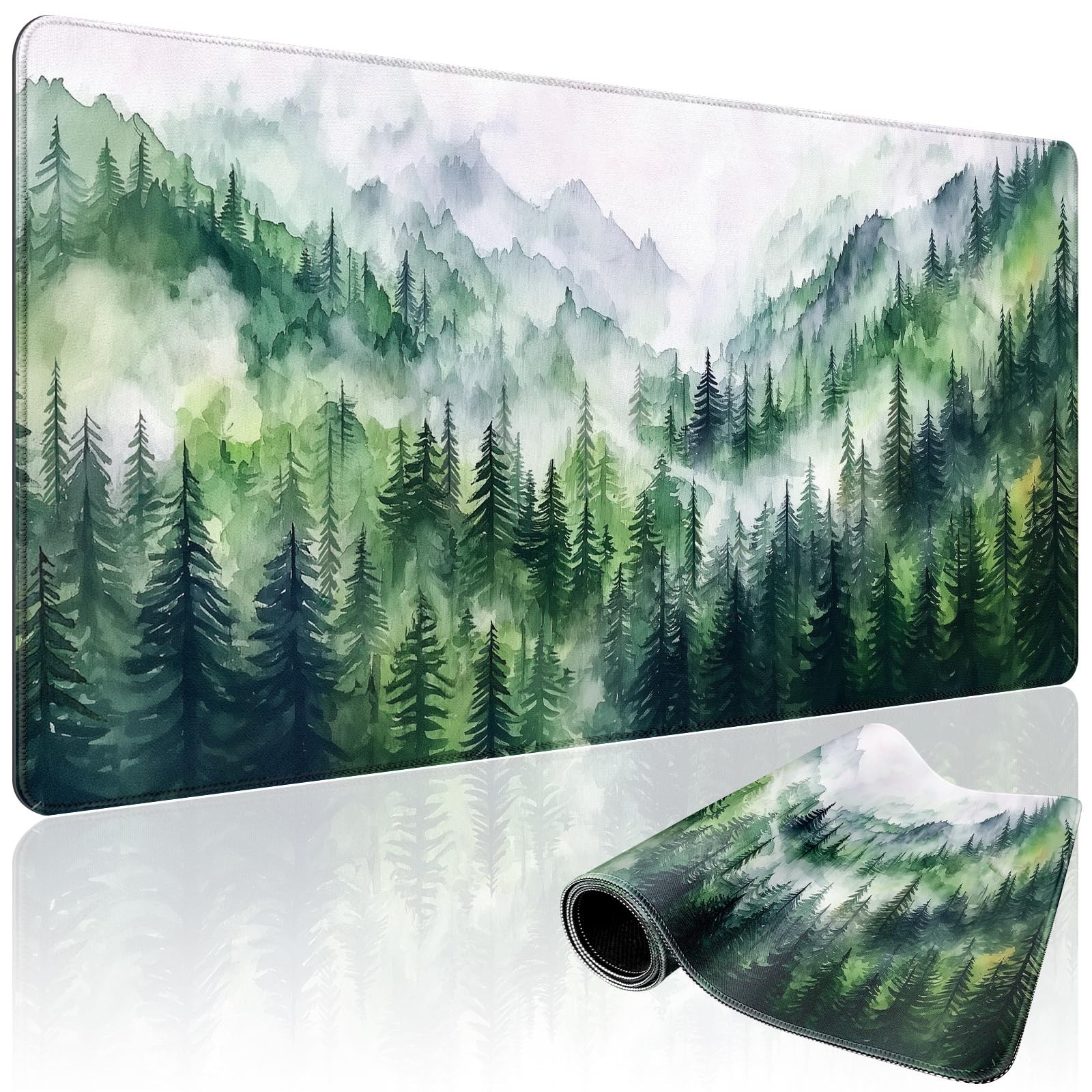 Misty Forest Mountain Gaming Mouse Pad Desk Mat 31.5"x15.7"