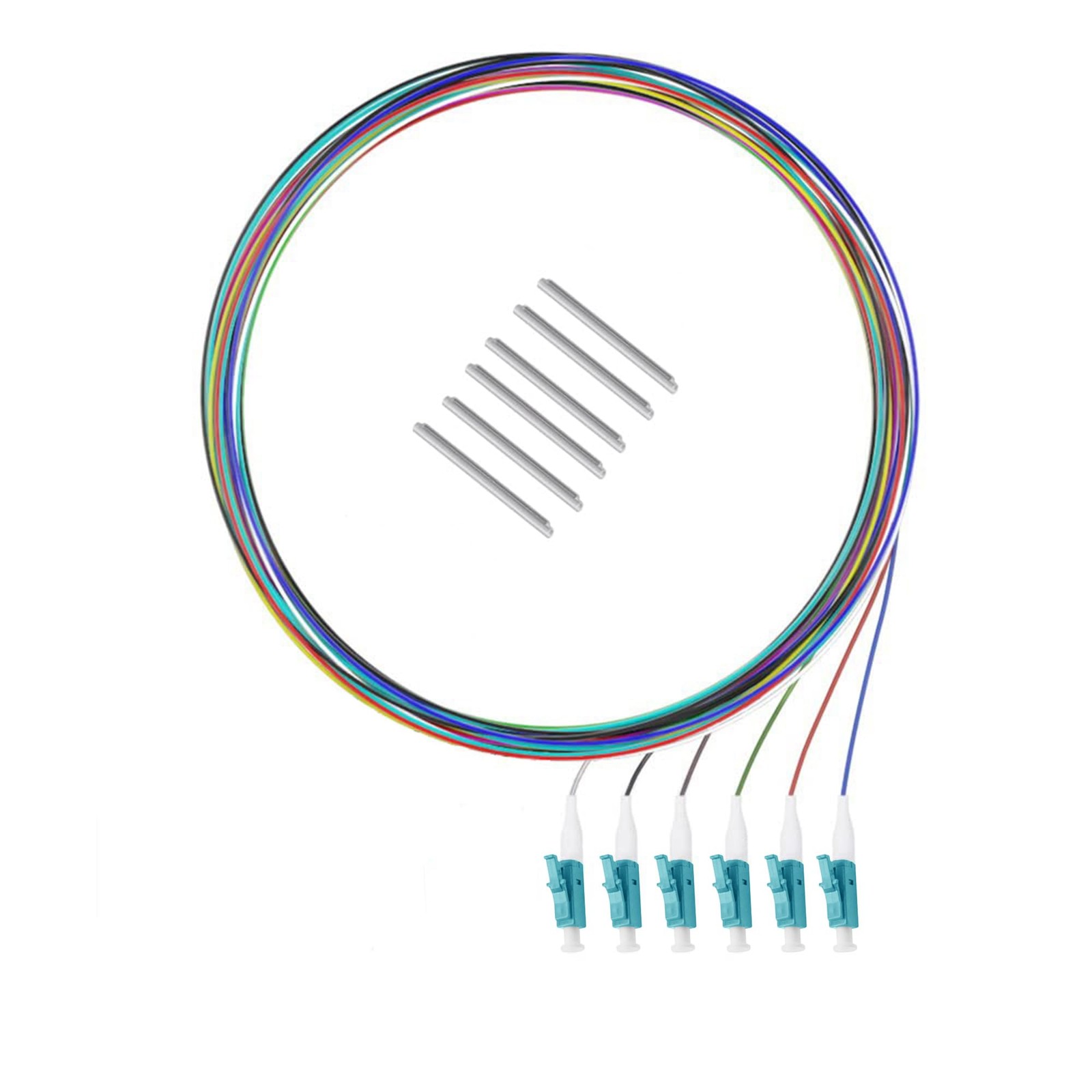 6 Strand SingleMode LC OS1 Fiber Optic Pigtails Fusion Splicing 2.560 mm