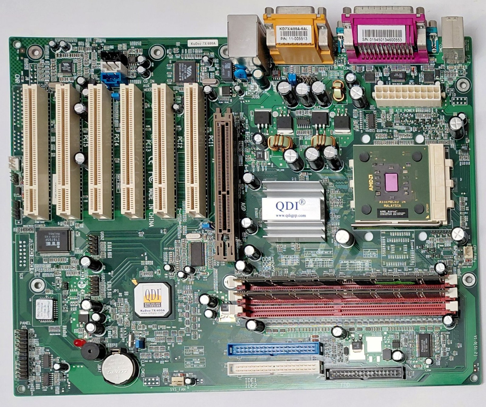 QDI KuDoz 7X/400A Socket A AGP Retro Motherboard + AMD Athlon XP 2700+ + 1GB RAM