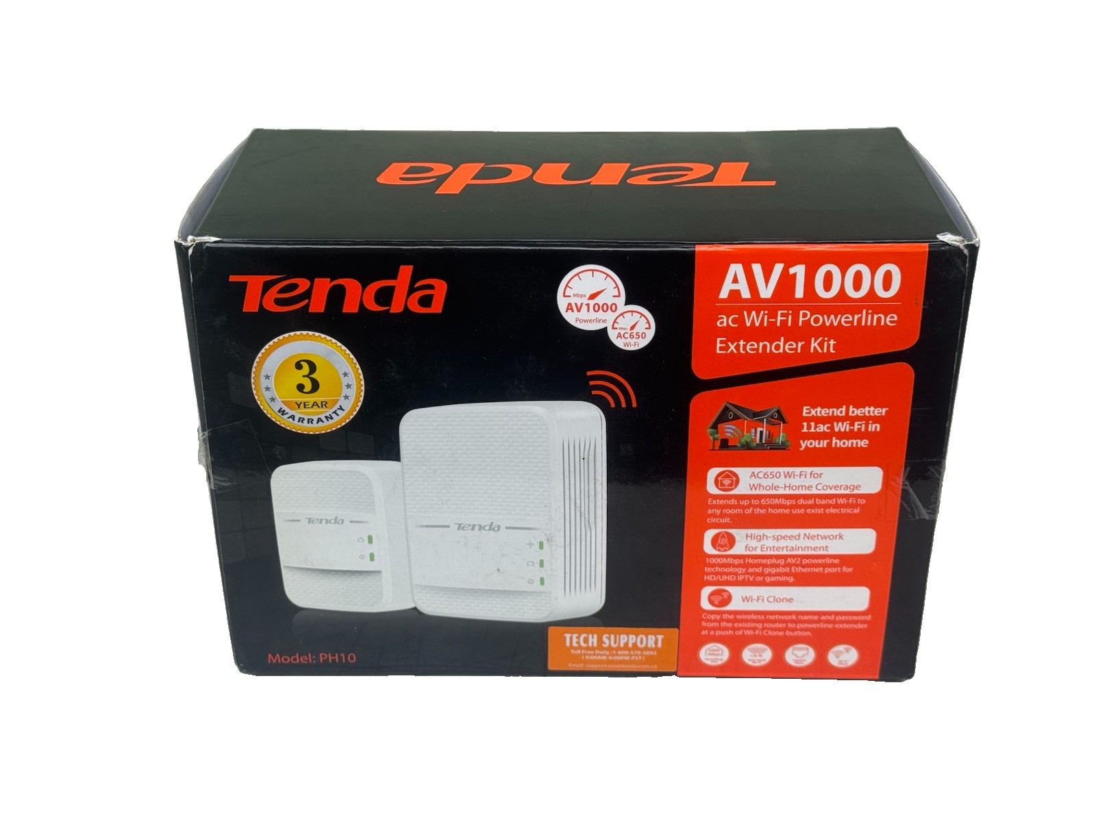 Tenda PH10 AV1000 AC Wi-Fi Powerline Extender Kit Dual Band Gigabit Plug&Play