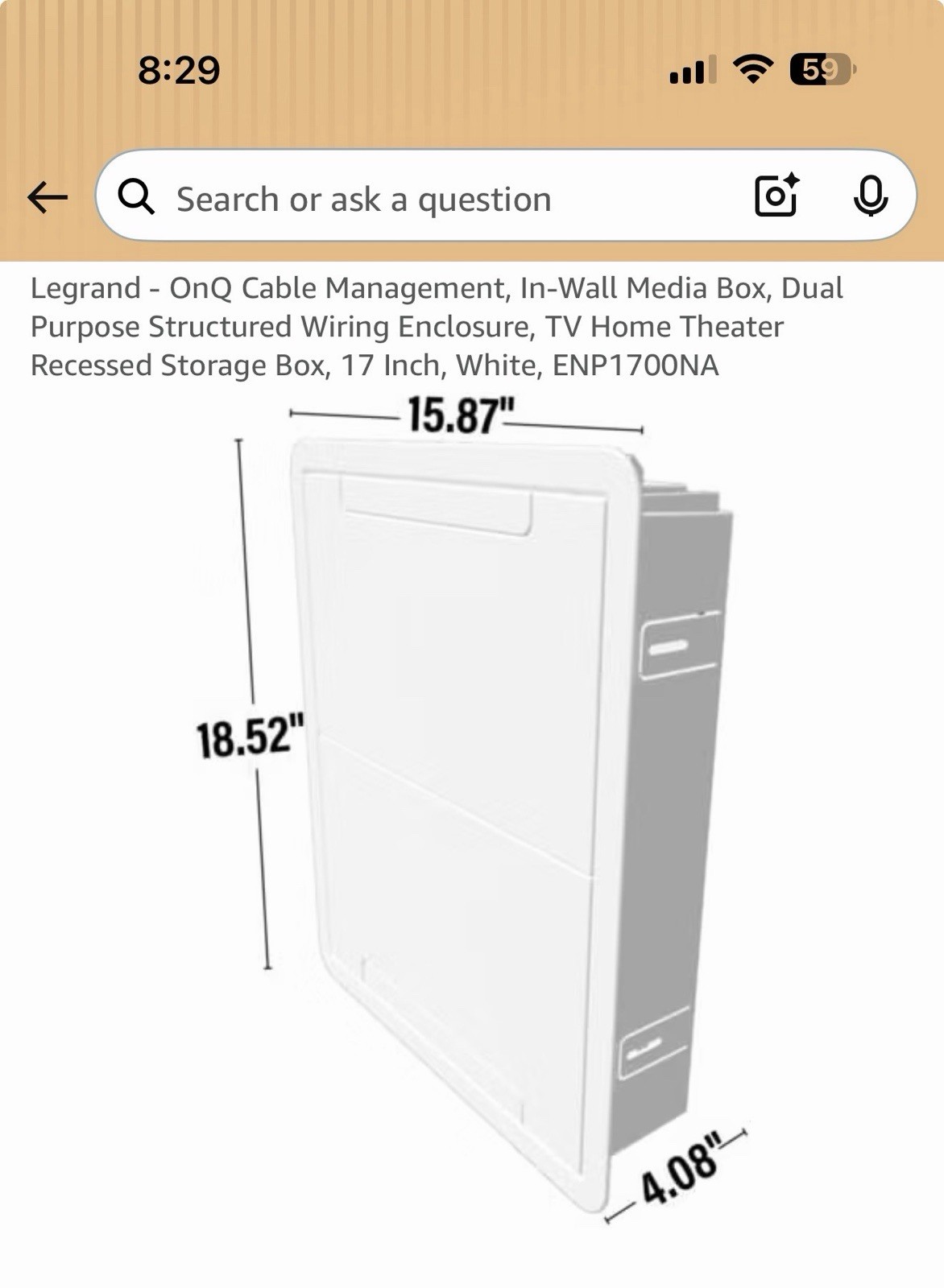 Legrand - OnQ Cable Management, In-Wall Media Box, 17 Inch, White, ENP1700NA