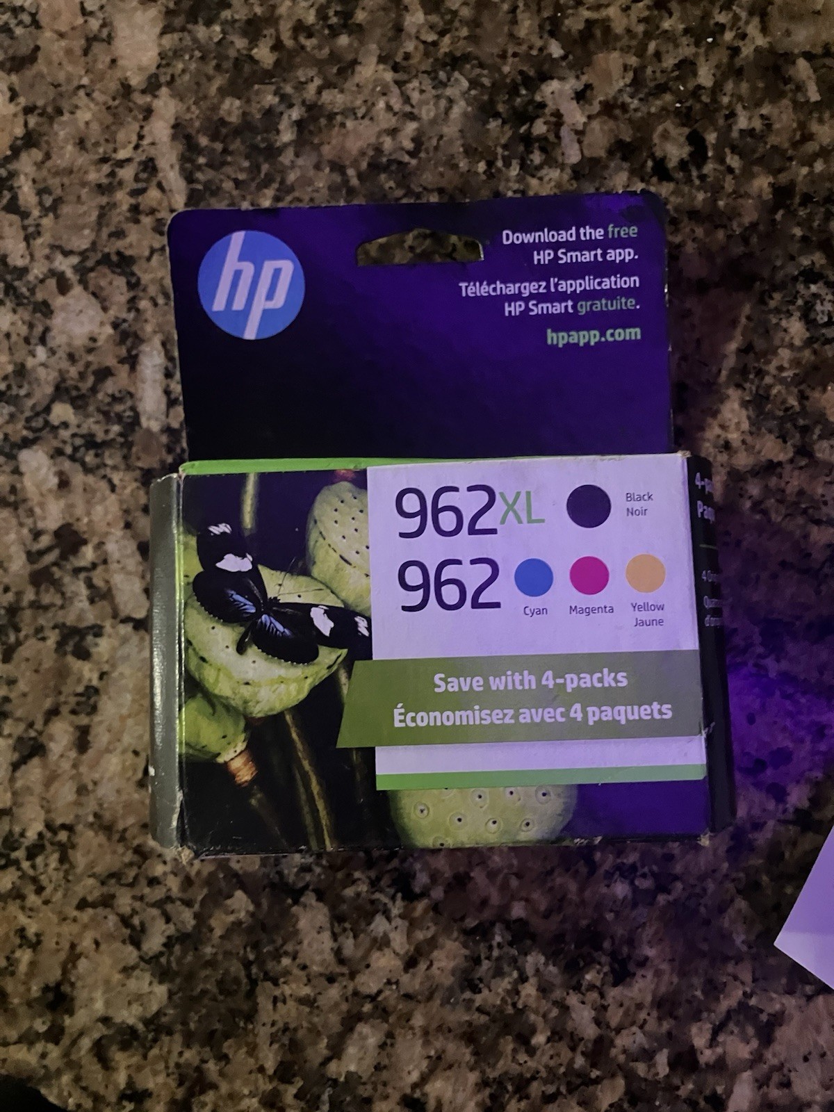 Genuine 4-pack HP 962XL Black and 962 Tri Color Ink Warranty Expired 07/2023 OEM