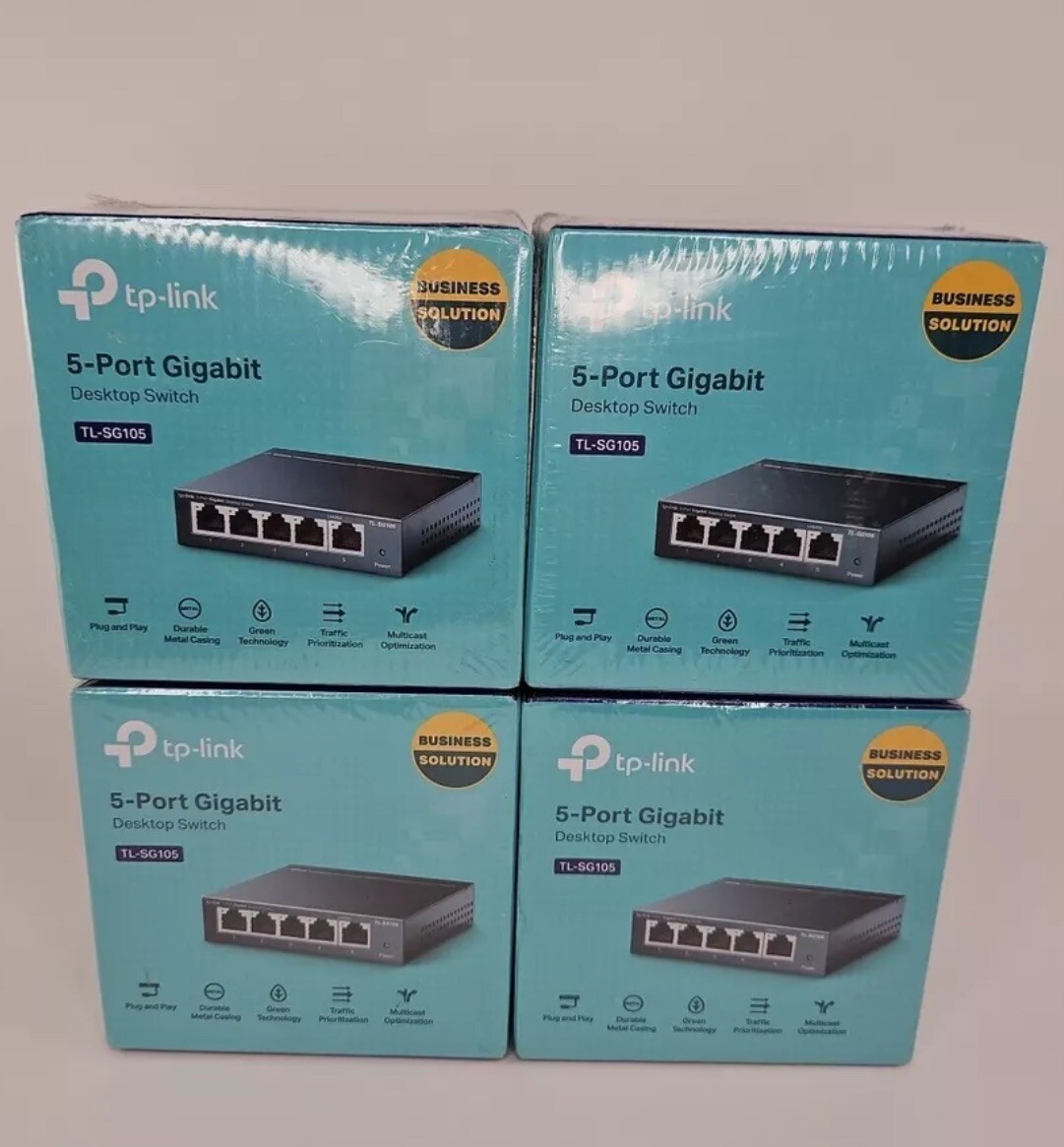 TP-Link 5Port Gigabit Ethernet Desktop Switch Ethernet Splitter TL-SG105 Lot of4
