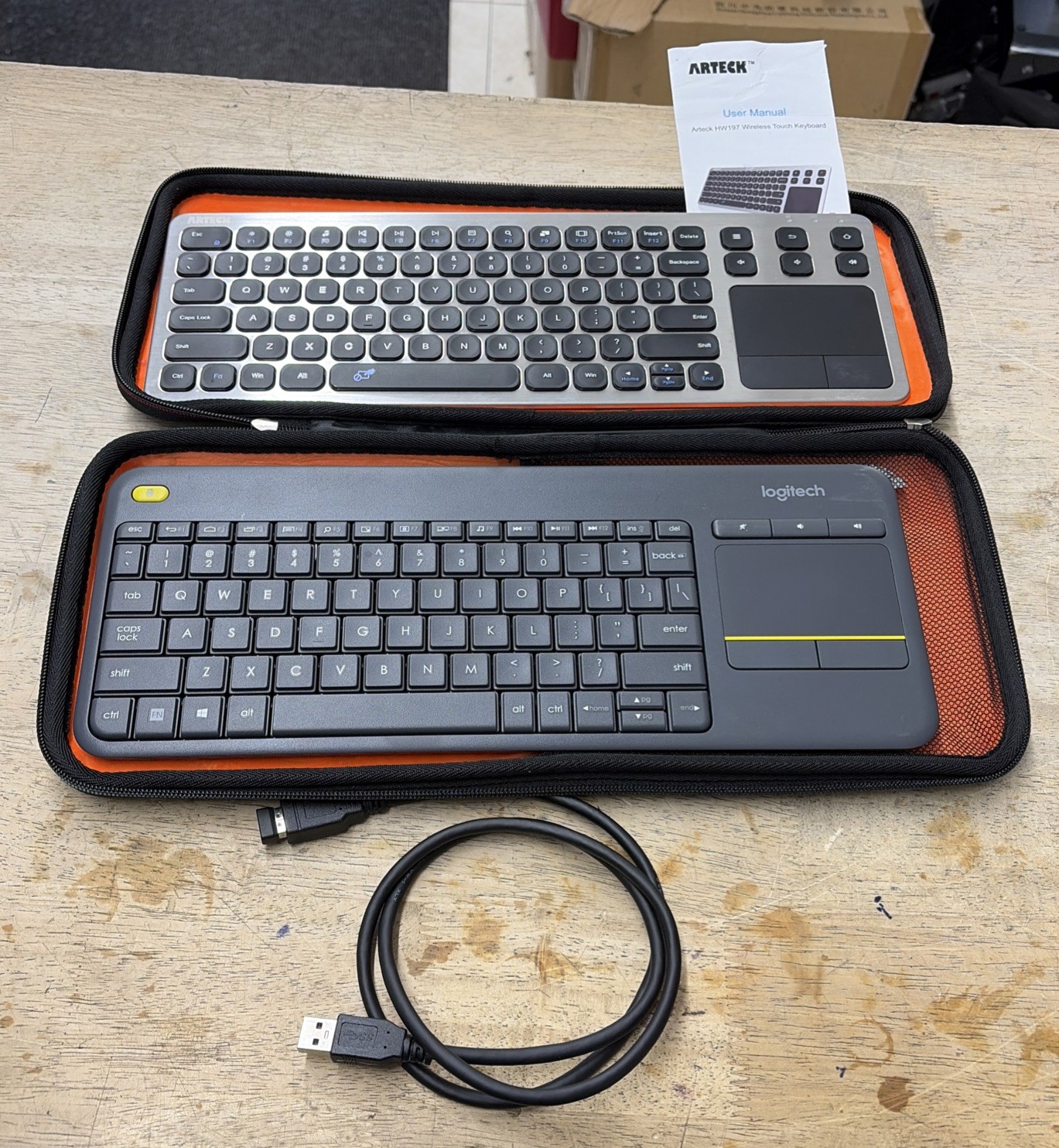 Logitech K400 Plus Wireless Touch Keyboard W/ Touchpad & Arteck H197 Keyboard