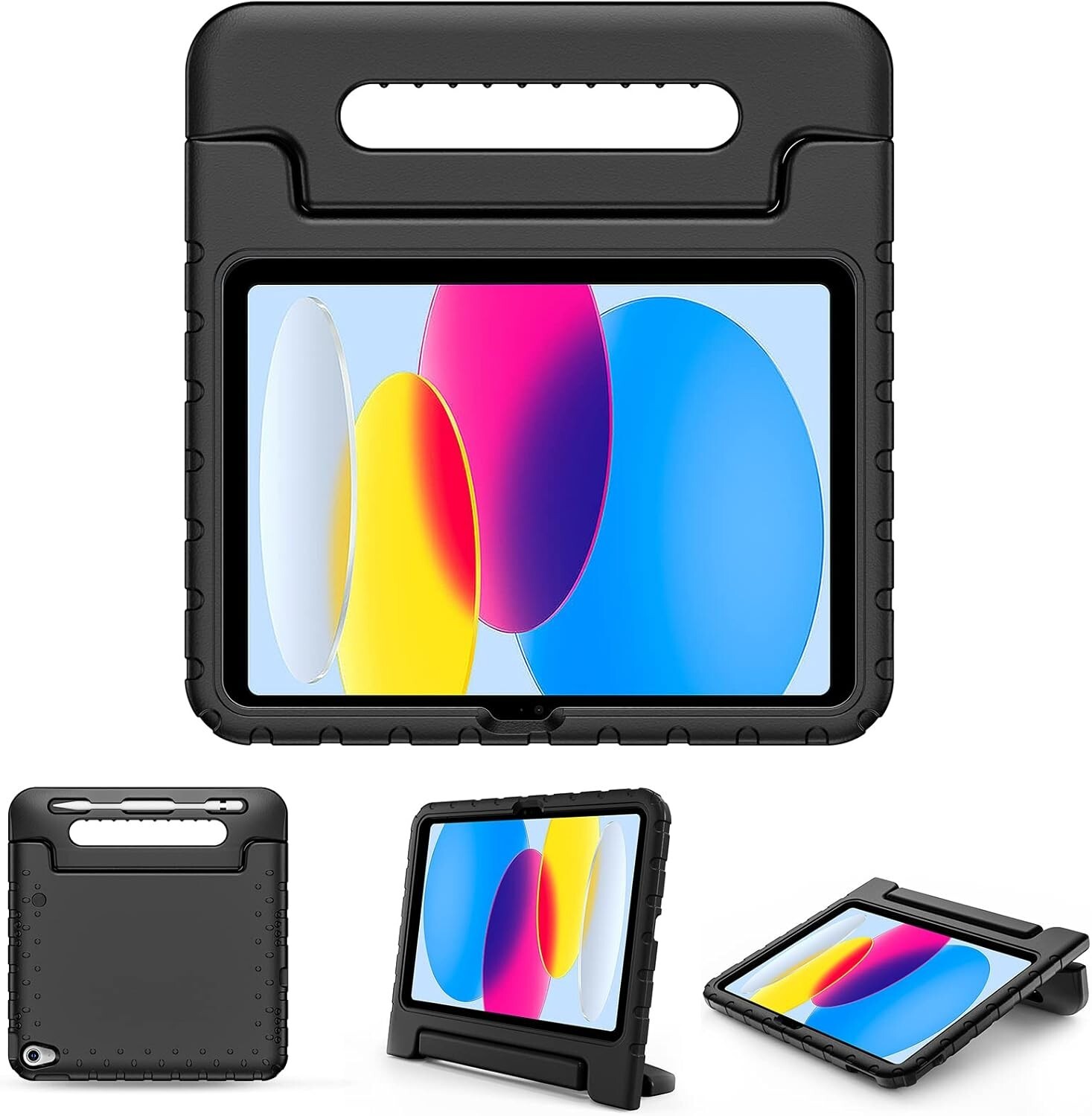 For iPad 10th Generation Kids EVA Foam Handle Stand Case Cover Screen Protector
