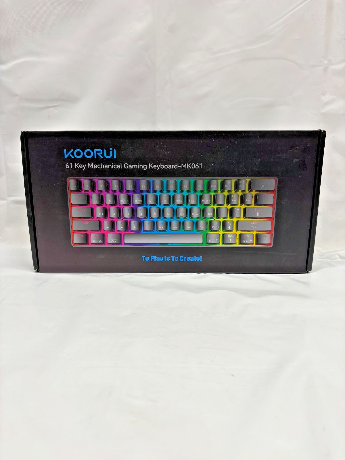 KOORUI 61 Keys Mechanical Gaming Keyboard Rainbow RGB Backlit MK061-*NEW/NO SEAL