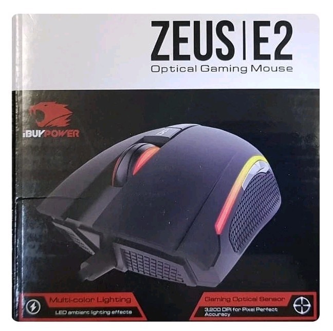 iBUYPOWER Zeus E2 Optical Gaming Mouse Wired 3200 DPI Multi-Color Lighting USB