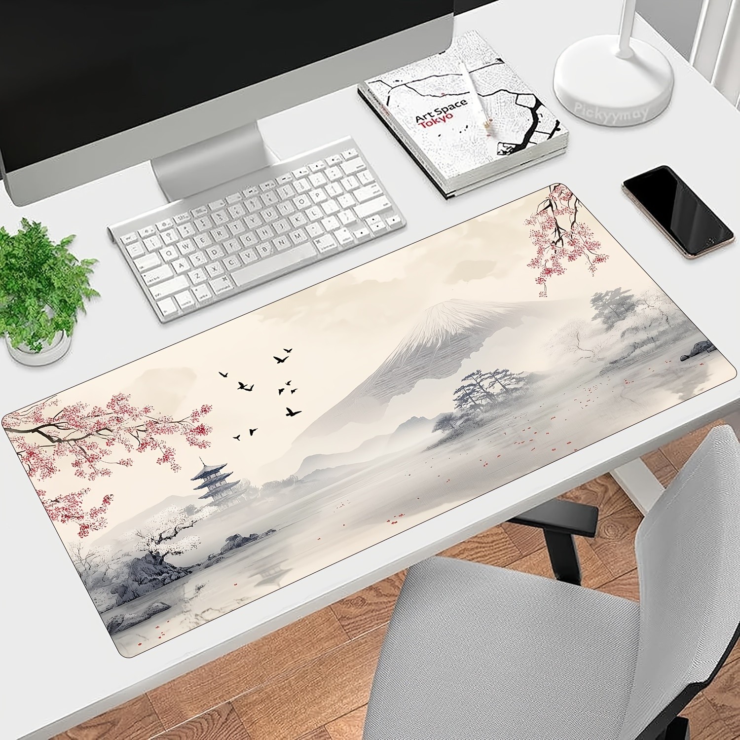1pc Japanese Mount Fuji Large Mouse Pad - Ultra-Smooth Keyboard Mat with Stitc