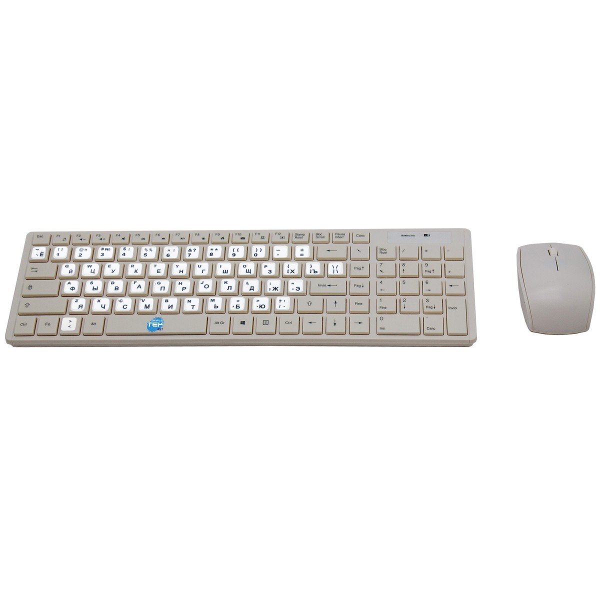 Wireless Mouse And Keyboard Kit With Russian Layout RU QWERTY White