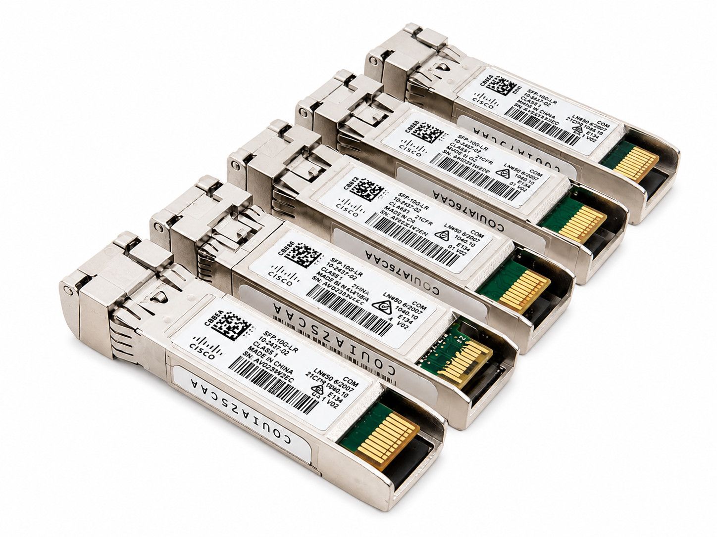 Lot of 5 Cisco SFP‑10G‑LR 10GBASE‑LR SFP+ Module 1310nm SMF LC Duplex