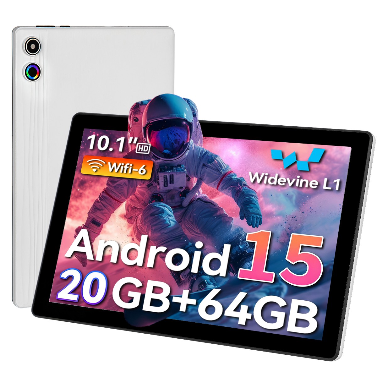 Urao 10.1" WIFI Tablet Android 15 HD Tablet Pad Quad-Core Netflix Dual Camera