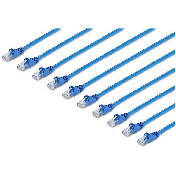 StarTech N6PATCH1BL10PK 1ft CAT6 Cable 10 Pack Blue Snagless