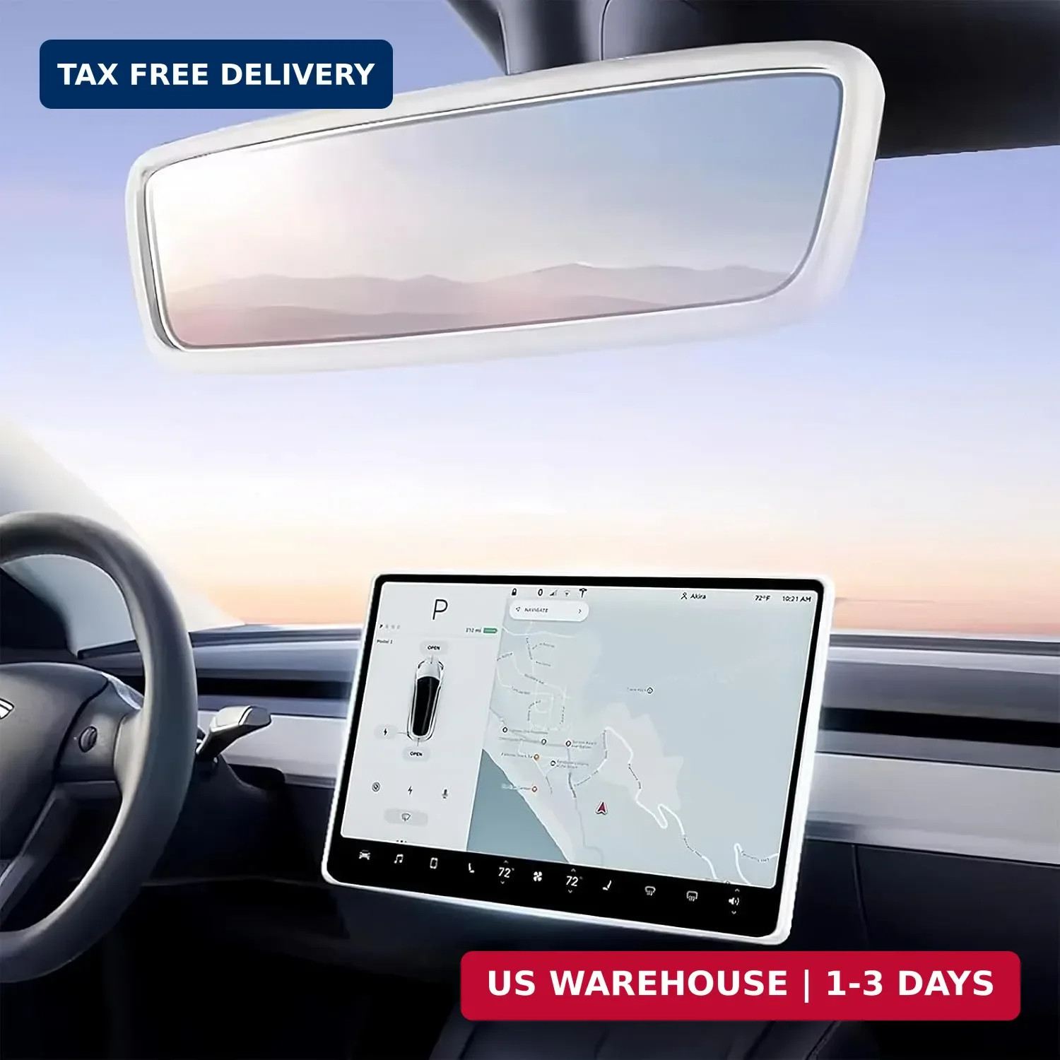 2PCS Protector Trim Frame Compatible with Tesla Model 3 Y 2020-2024 2026 Screen